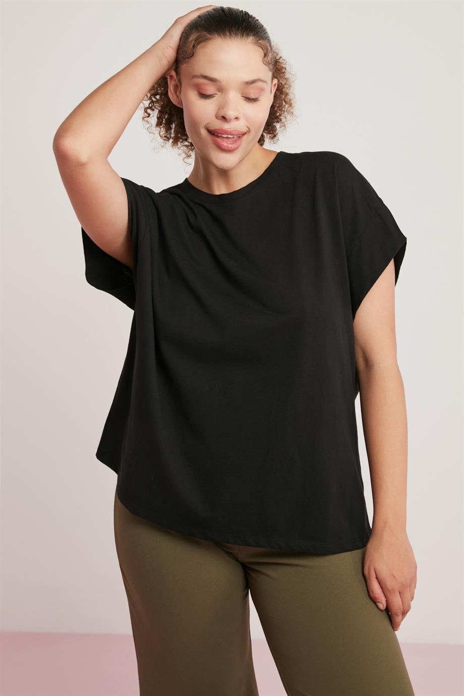 DORY Örme Regular Siyah  Büyük Beden T-shirt