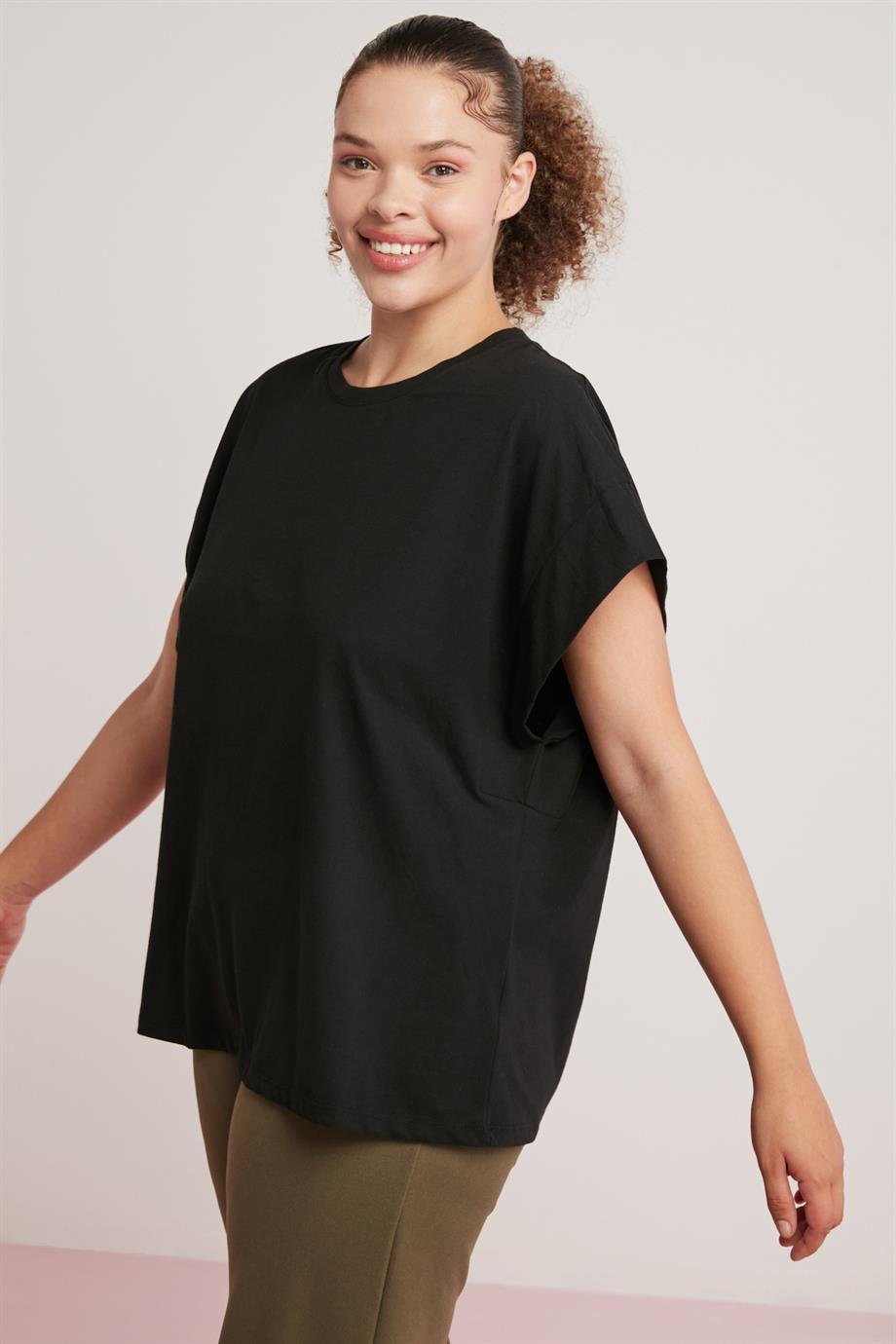 DORY Örme Regular Siyah  Büyük Beden T-shirt