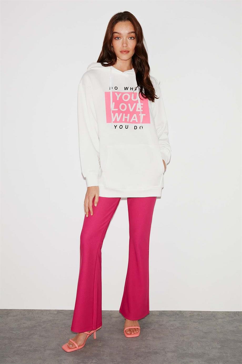 KYRA Örme Oversize Ekru  Sweatshirt