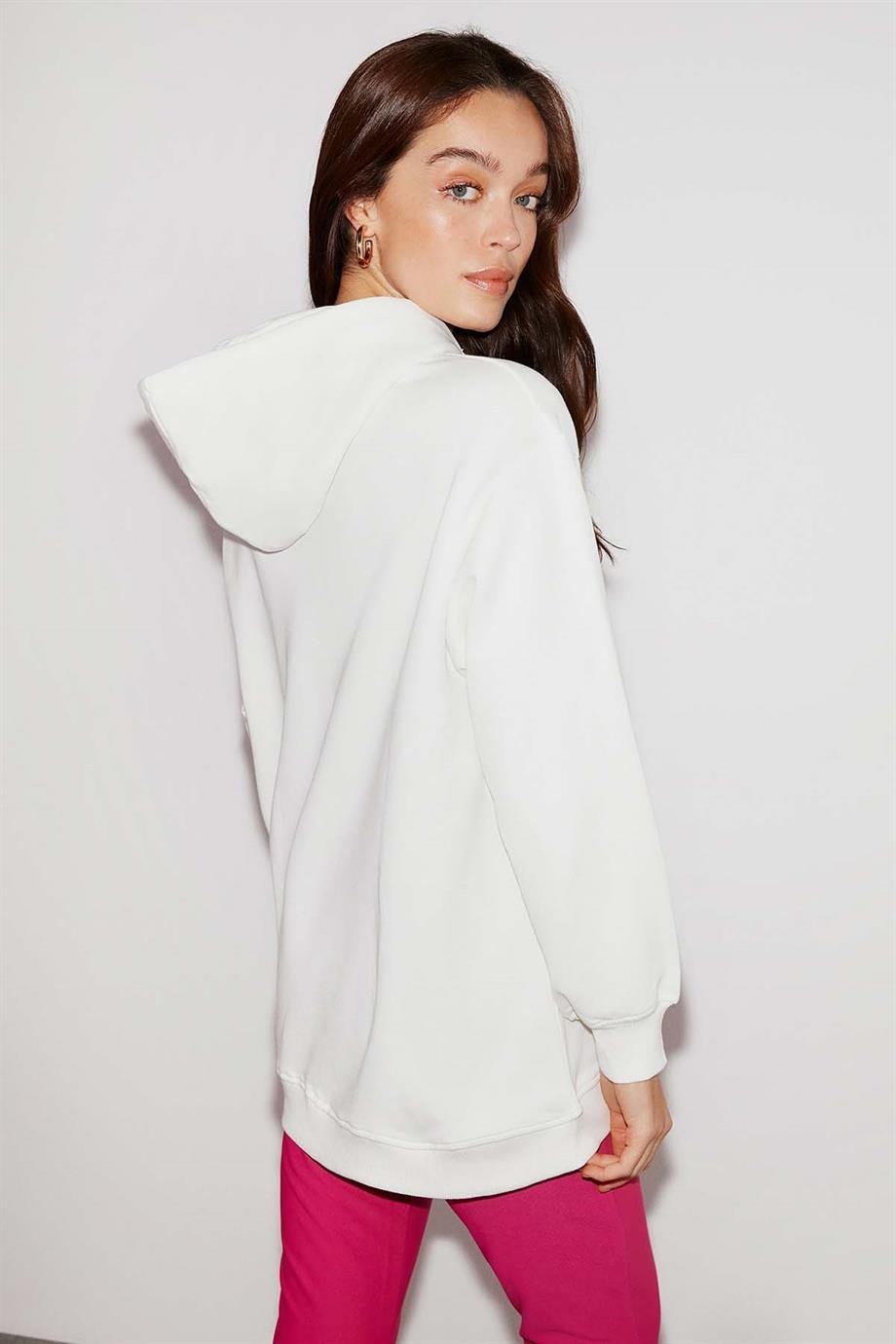 KYRA Örme Oversize Ekru  Sweatshirt