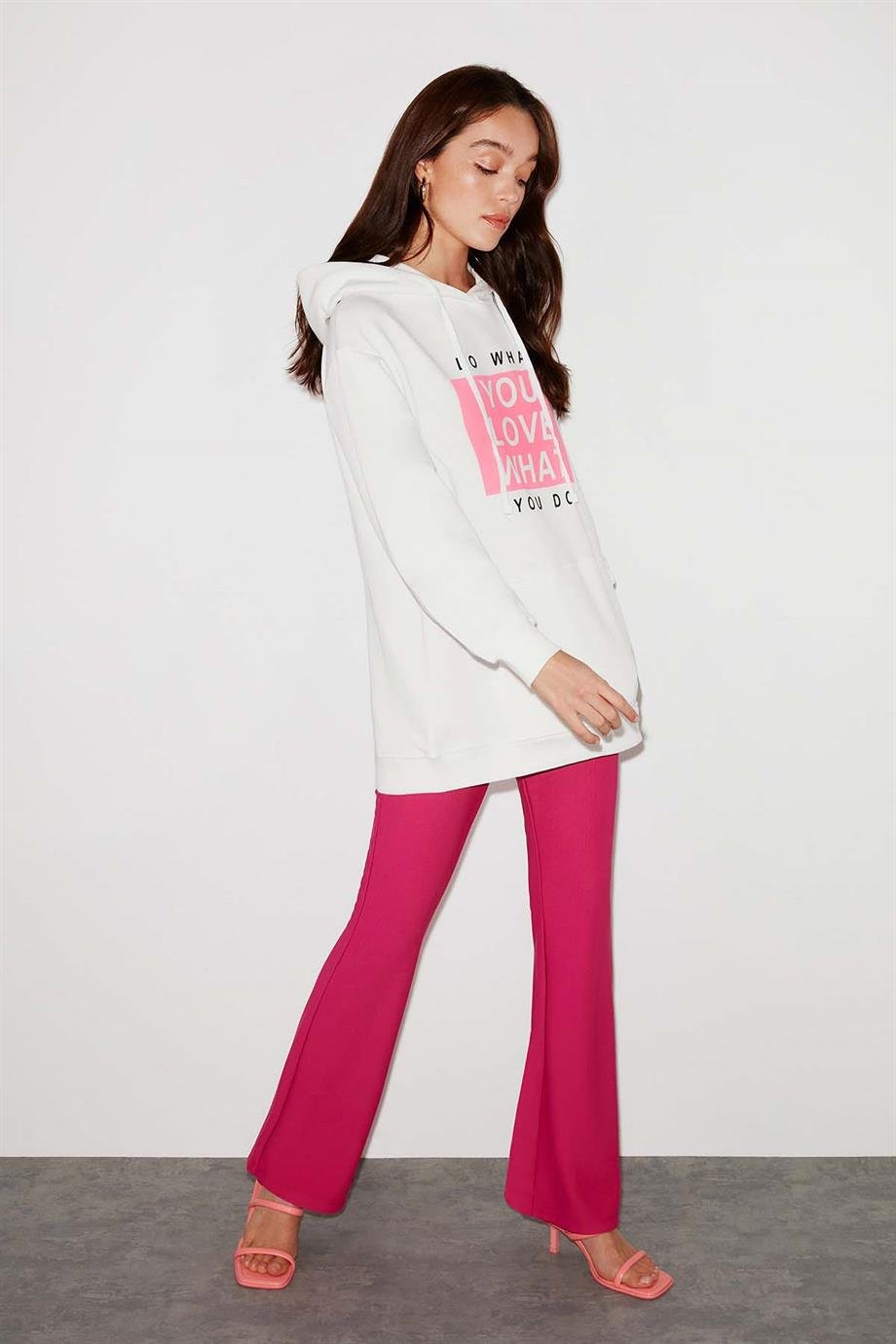 KYRA Örme Oversize Ekru  Sweatshirt