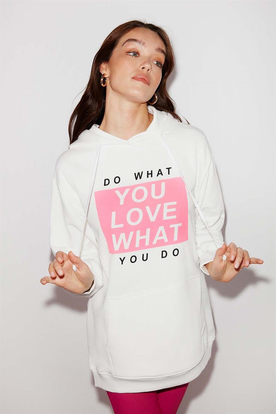 KYRA Örme Oversize Ekru  Sweatshirt