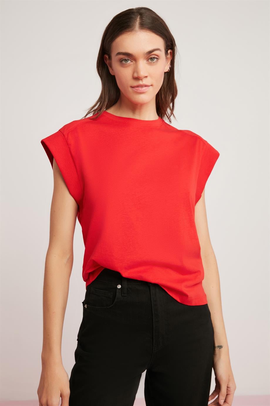 LORİ Örme Relaxed Kırmızı Tekli T-Shirt