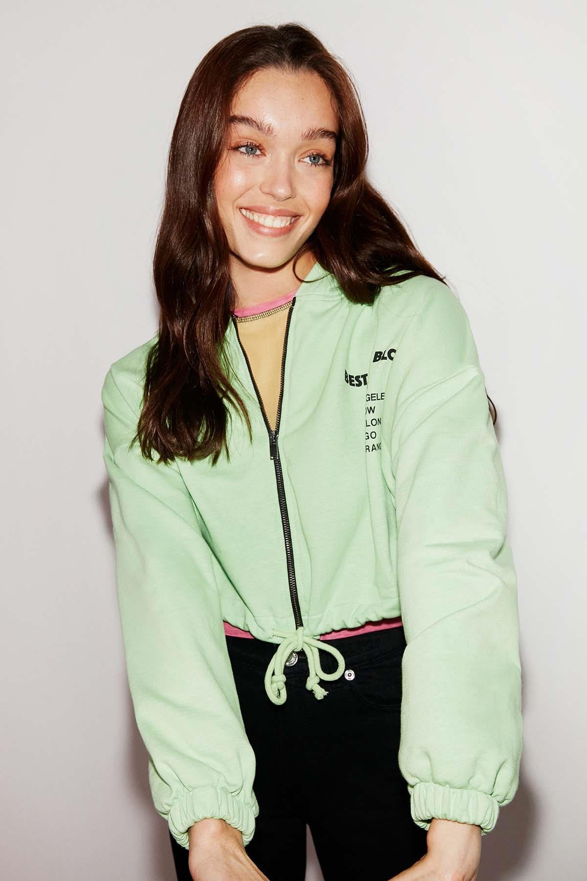 SILK Crop Yeşil Sweatshirt