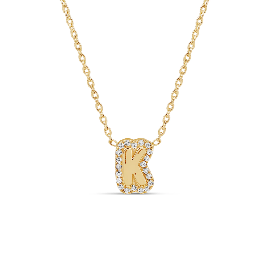 Taşlı Bubble Harf Kolye