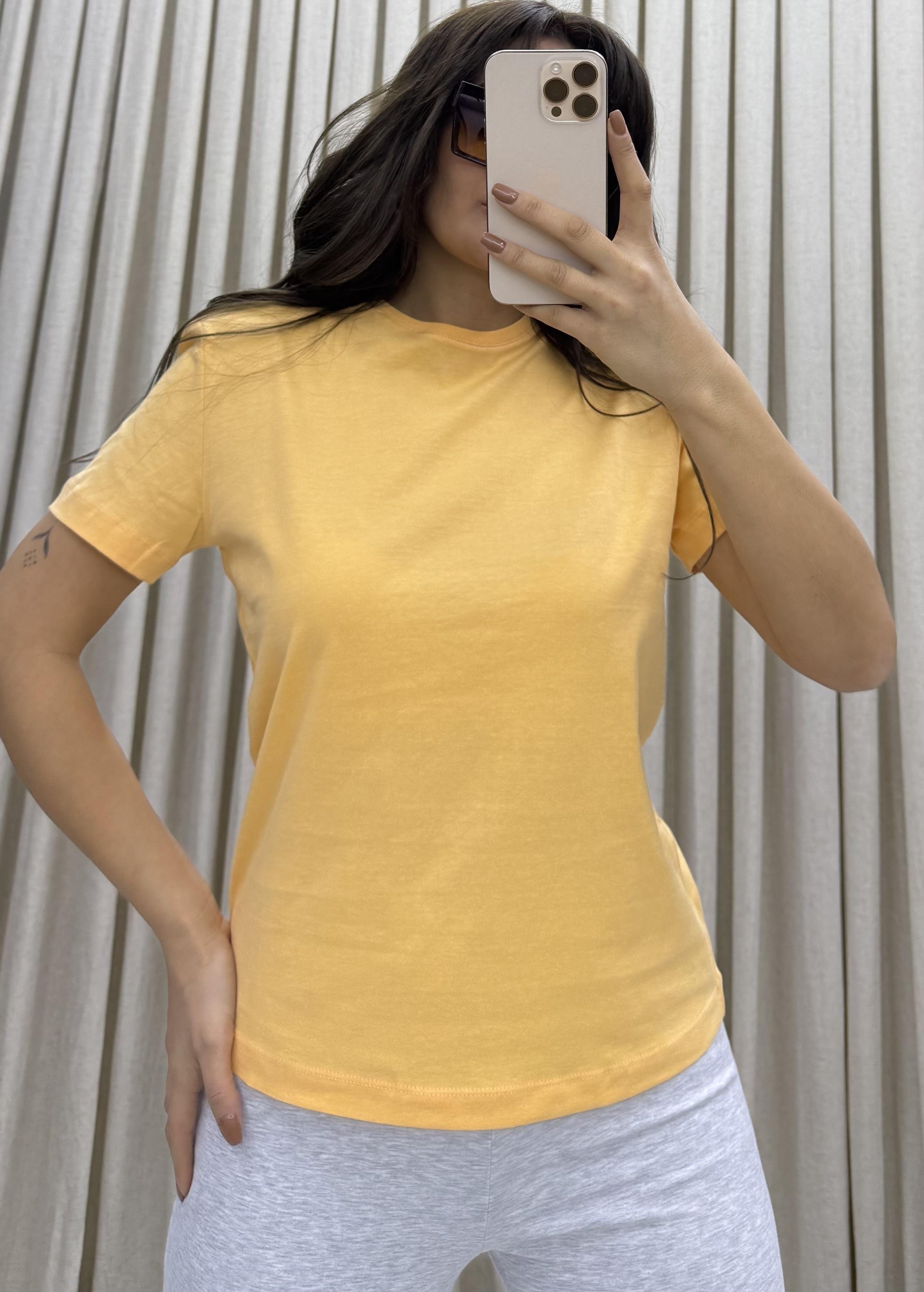  %100 Organik Pamuk Regular Fit Normal Kalıp Bisiklet Yaka Basic Turuncu T-shirt