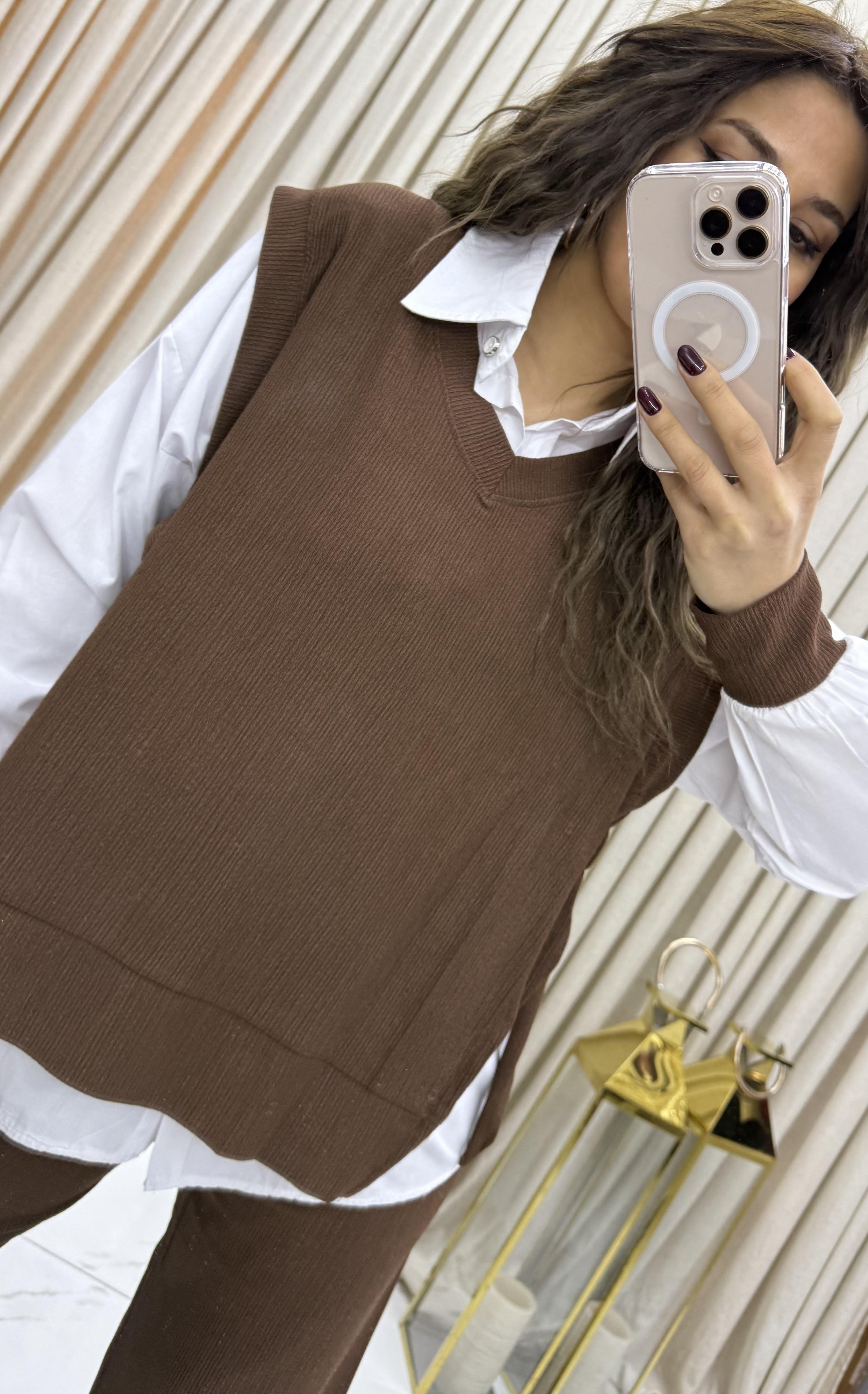 3'lü Relax Fit Rahat Kalıp Basic Düz Casual  3'lü Pantolon Takım -kahve
