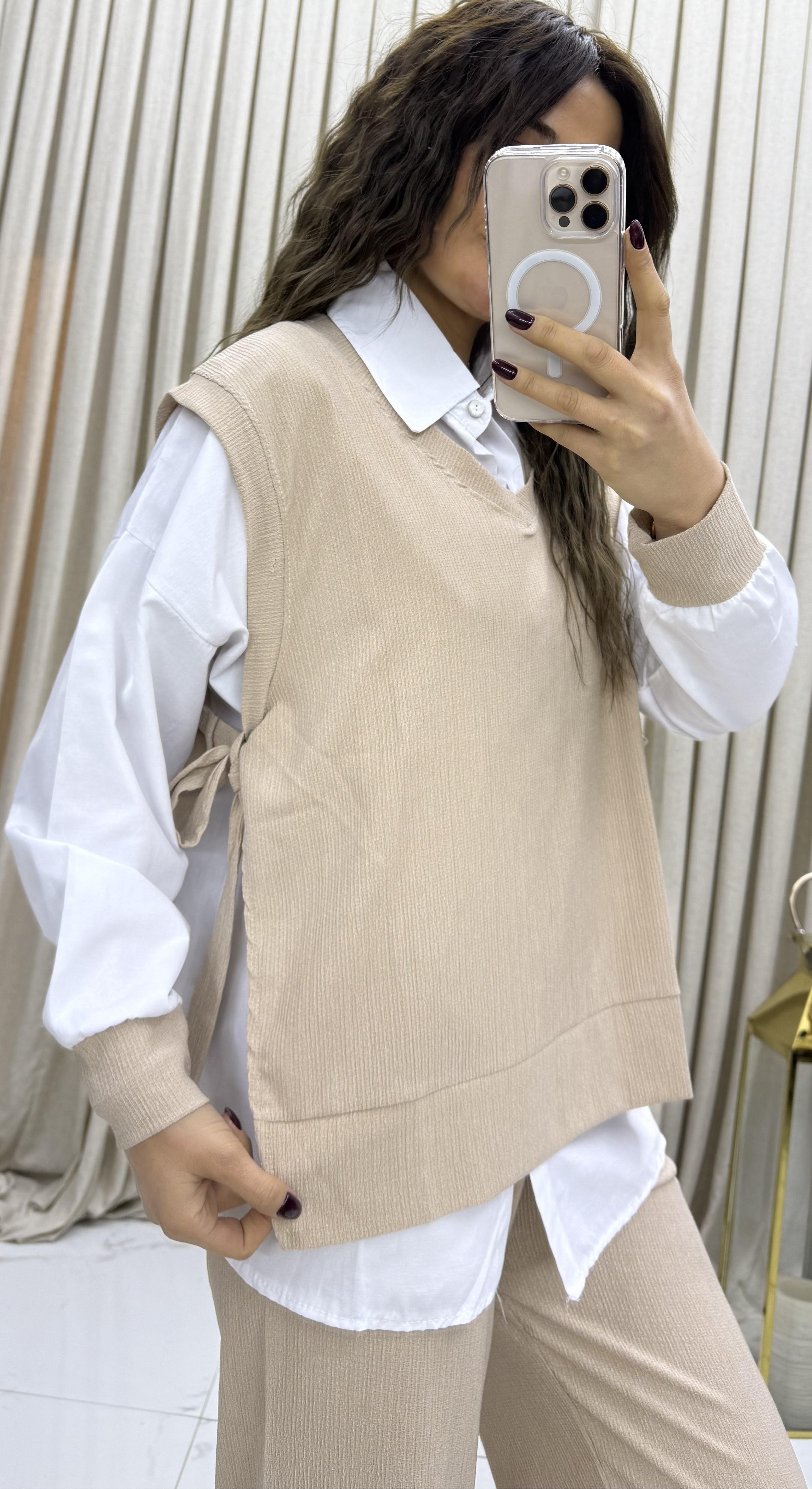 3'lü Relax Fit Rahat Kalıp Basic Düz Casual  3'lü Pantolon Takım -bej