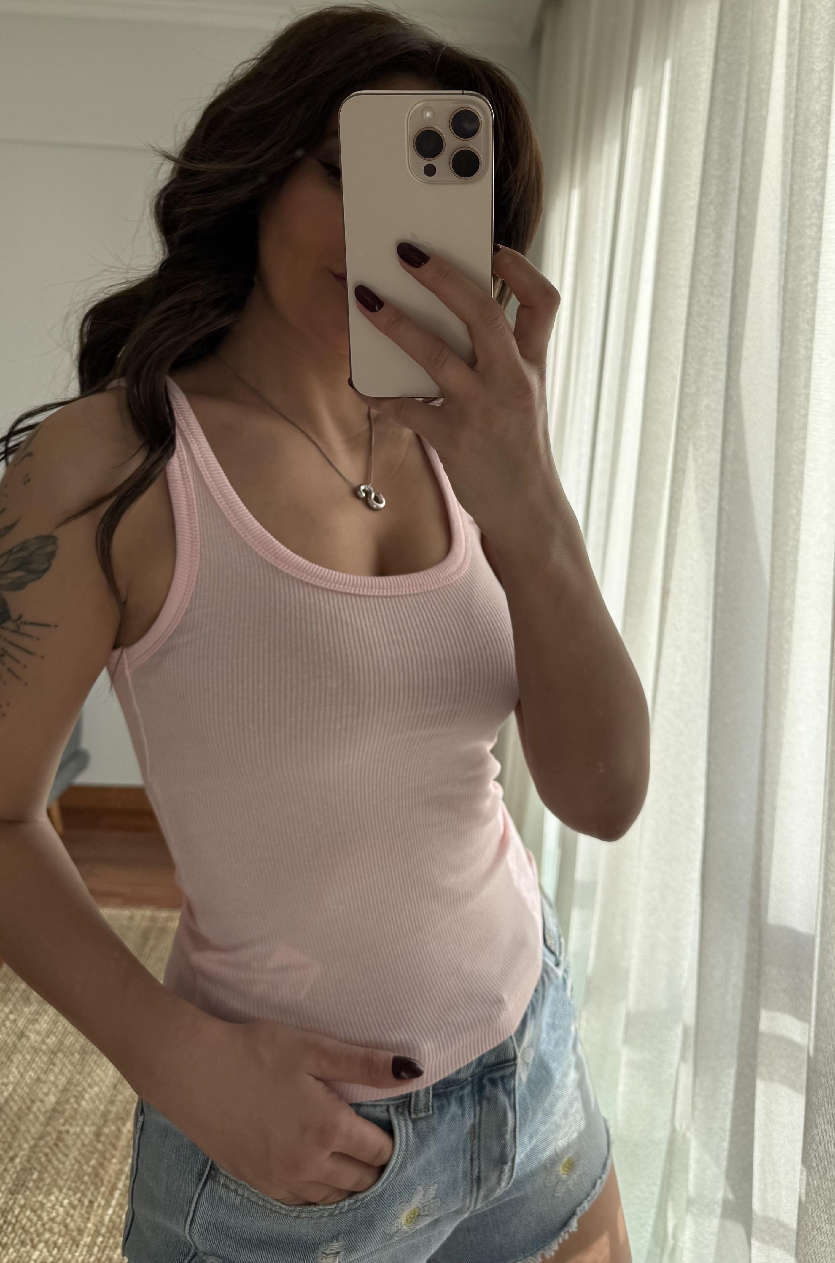 Açık Pembe Kaşkorse Geniş Askılı -Bluz