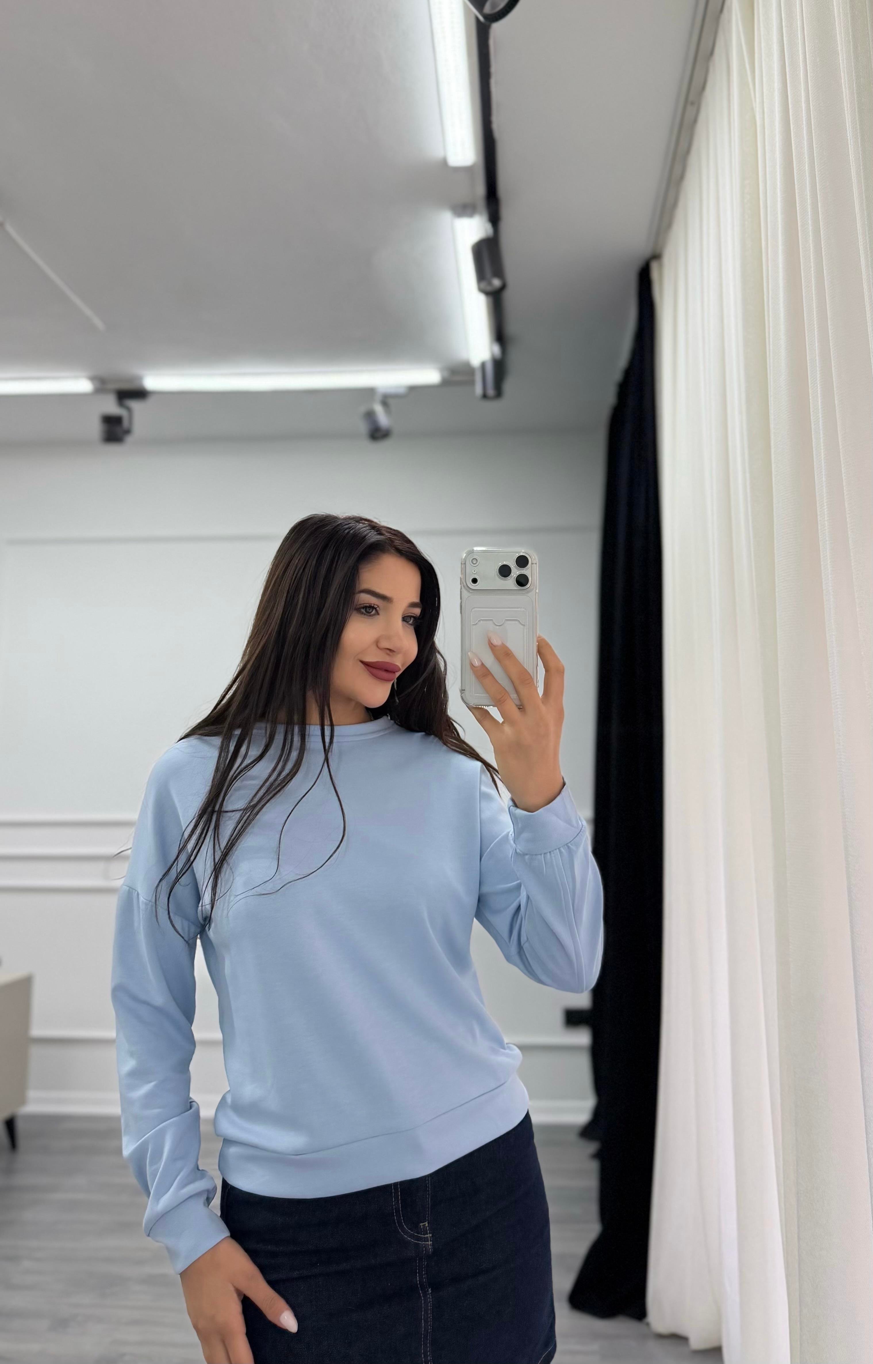 Bebe Mavi Bisiklet Yaka Sweatshirt