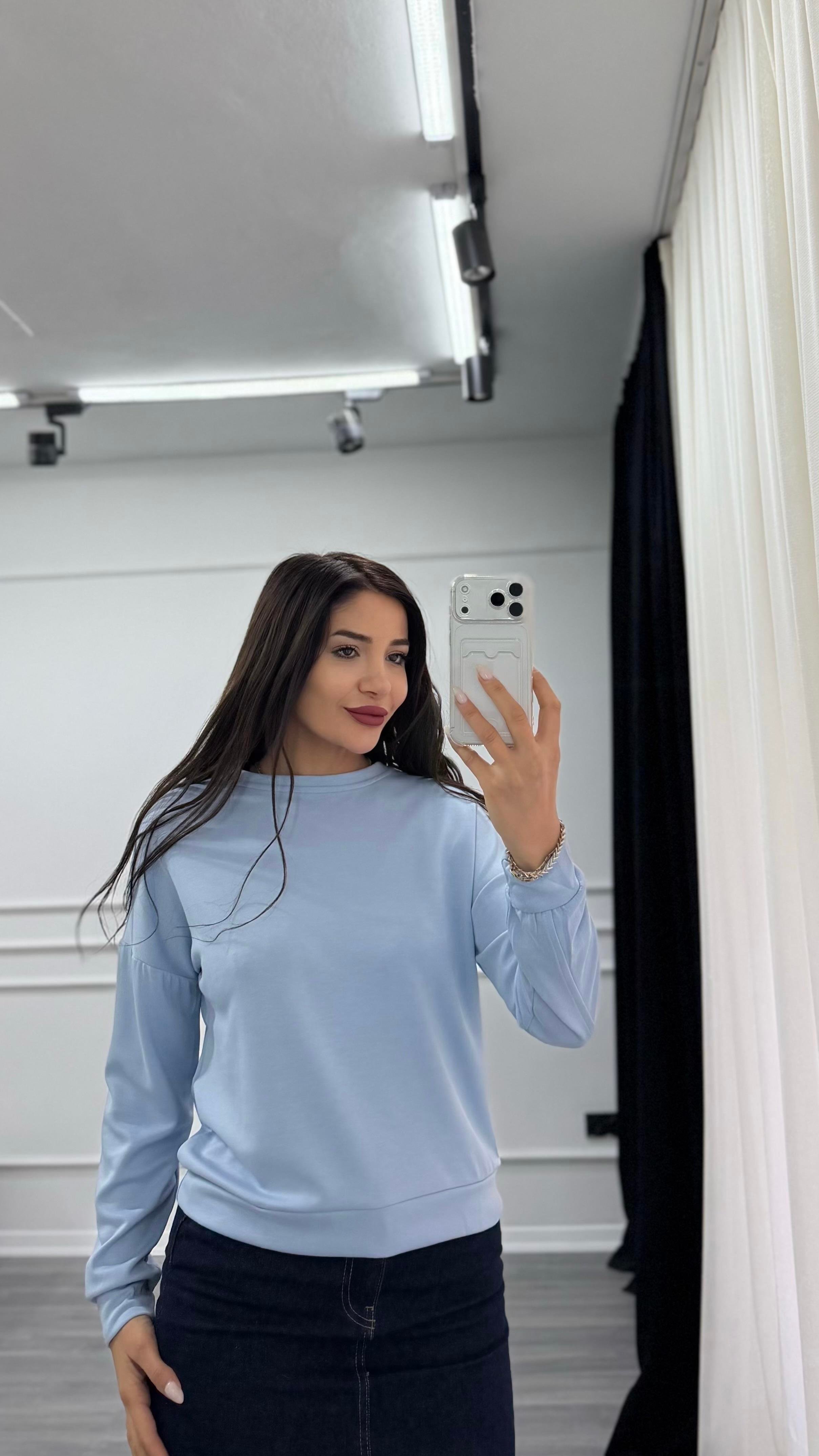 Bebe Mavi Bisiklet Yaka Sweatshirt