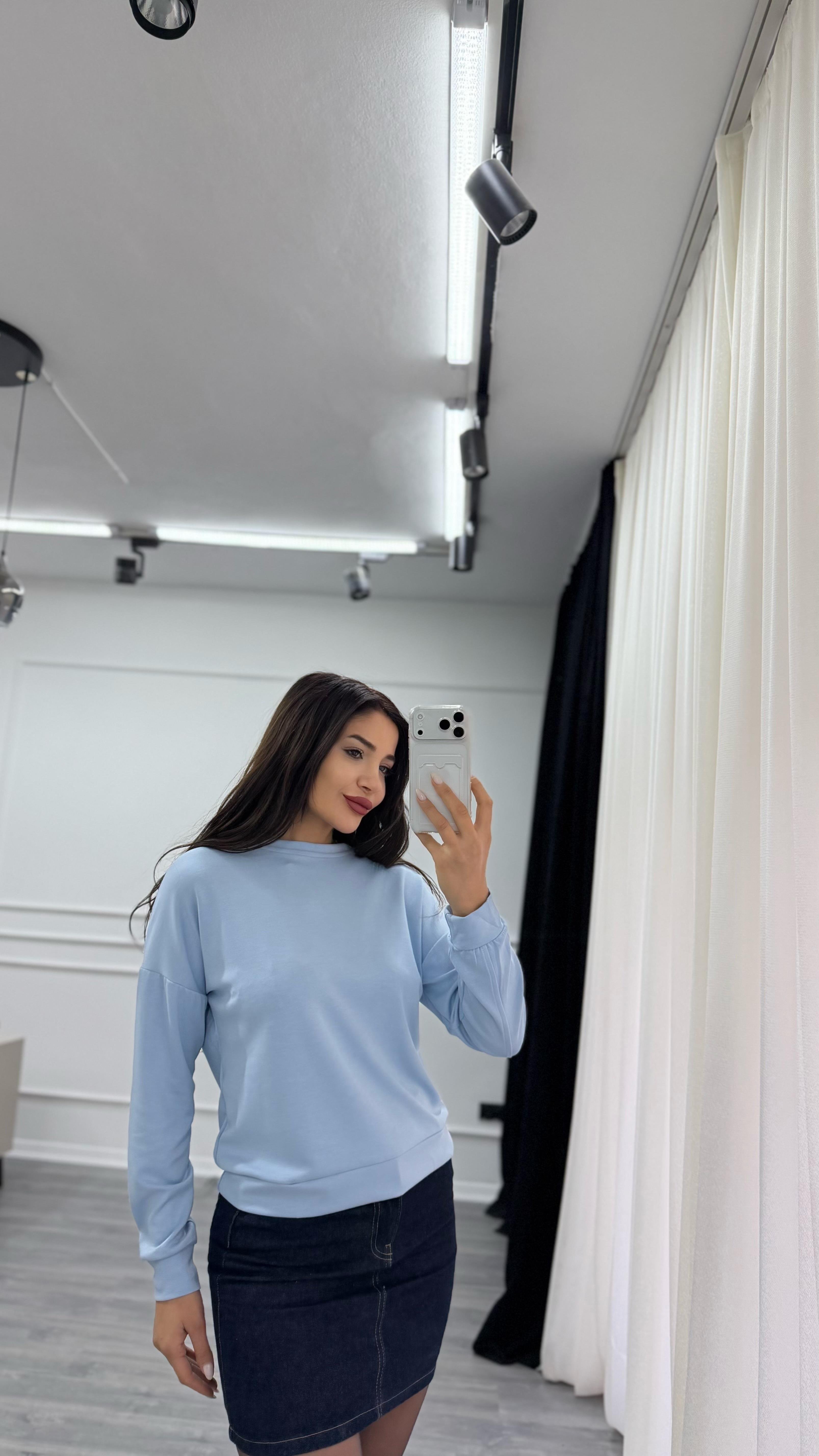 Bebe Mavi Bisiklet Yaka Sweatshirt