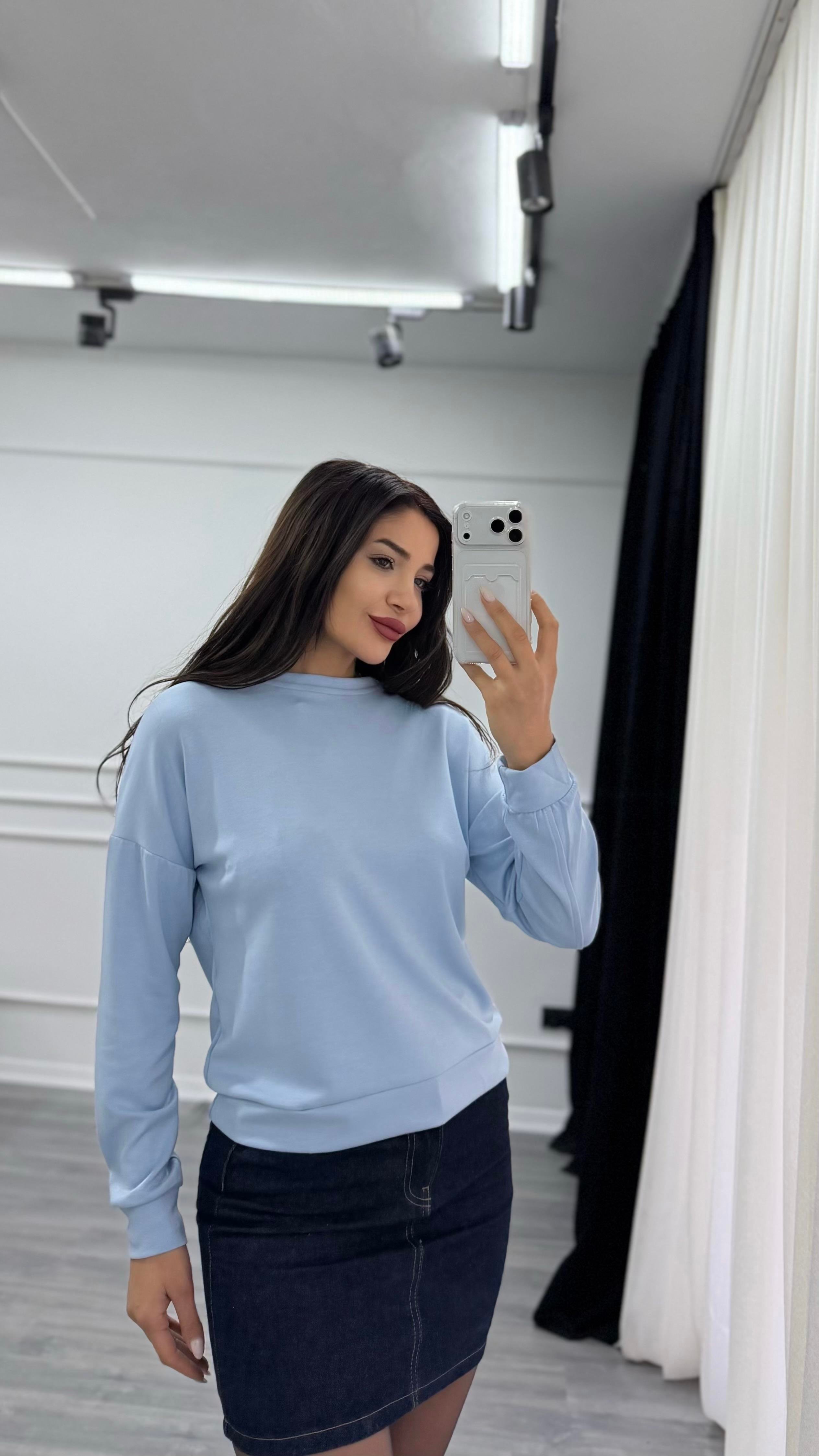Bebe Mavi Bisiklet Yaka Sweatshirt