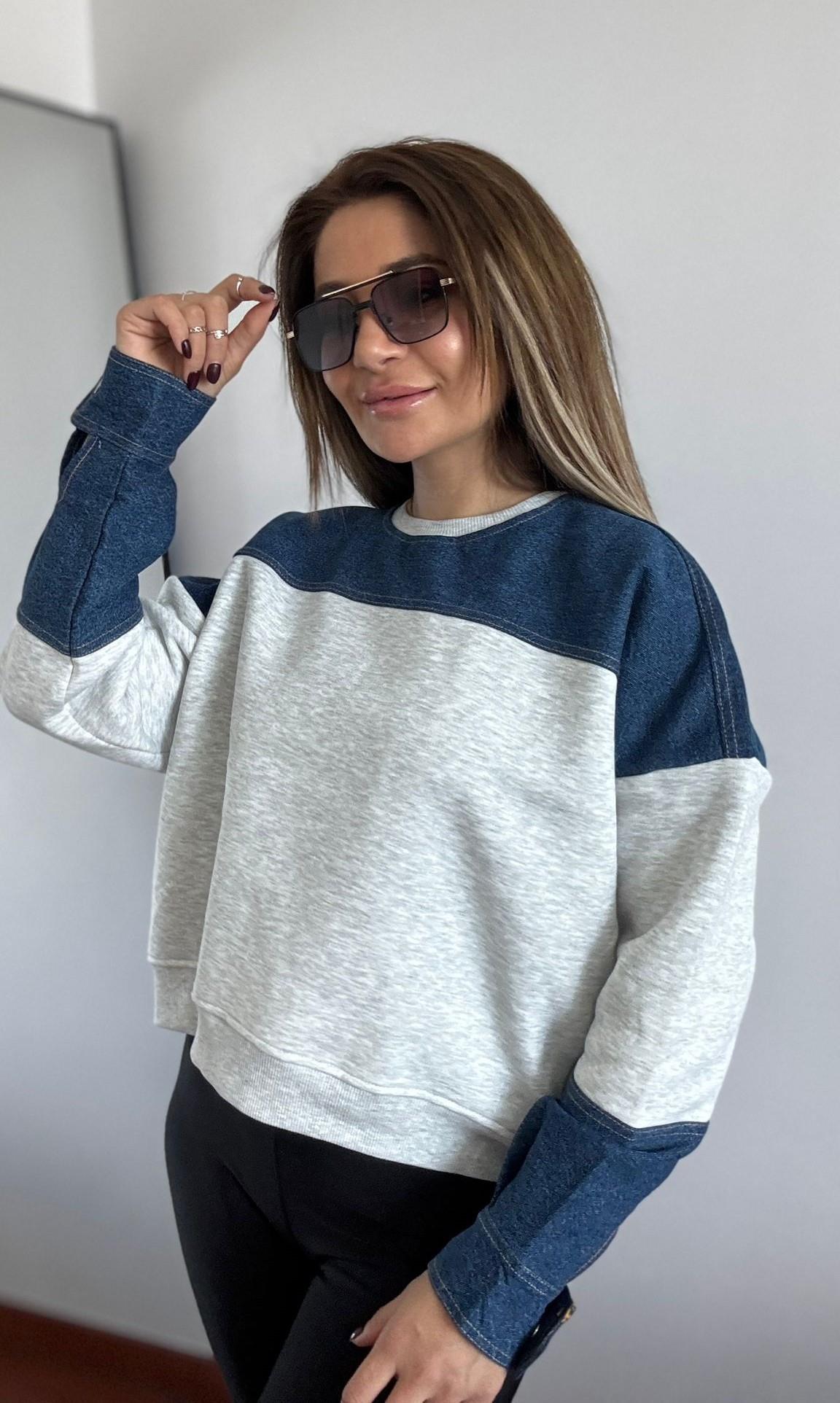 Denim Detaylı-Sweatshirt