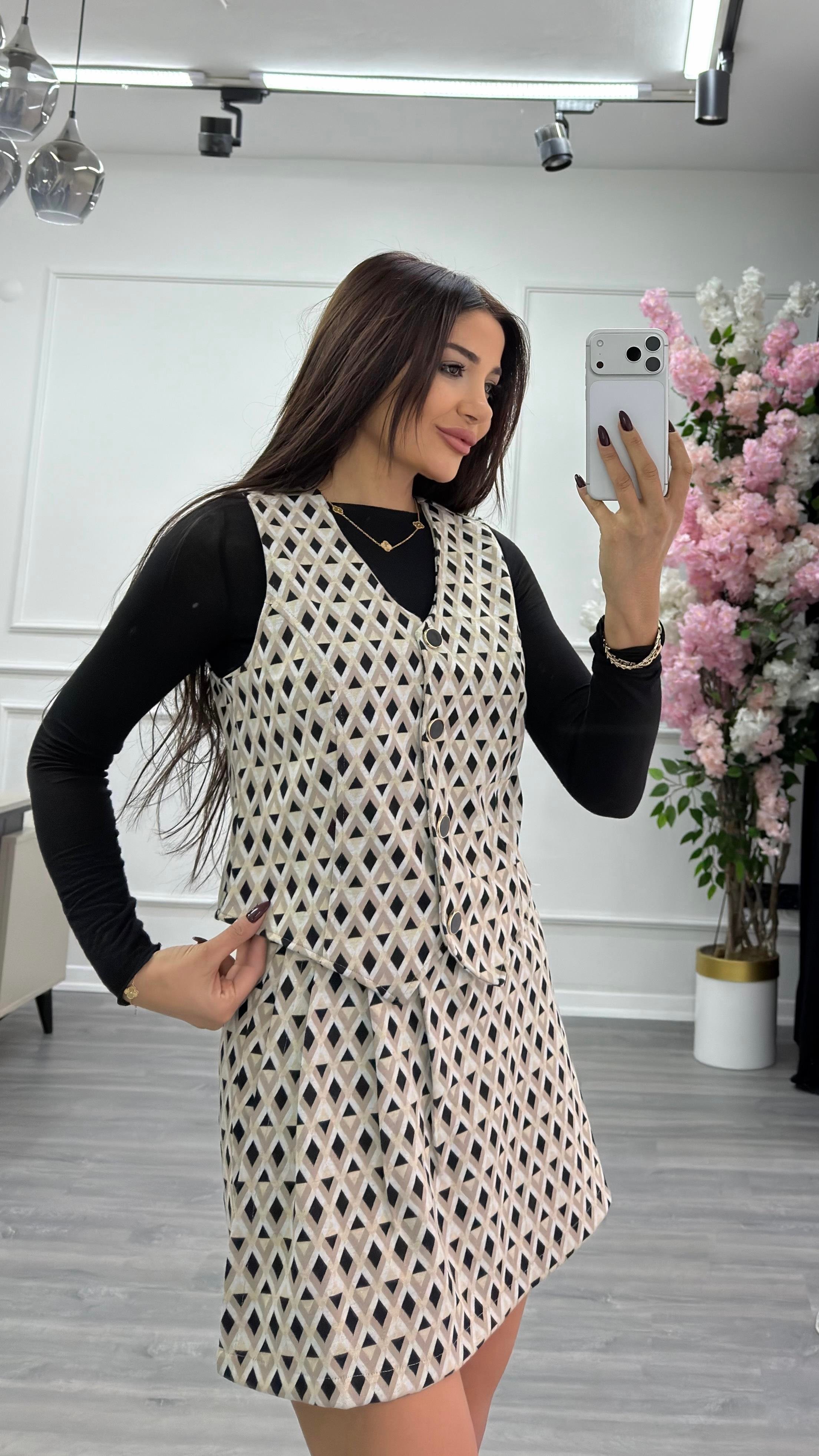 Desenlı Şortlu Etek 2li Takım