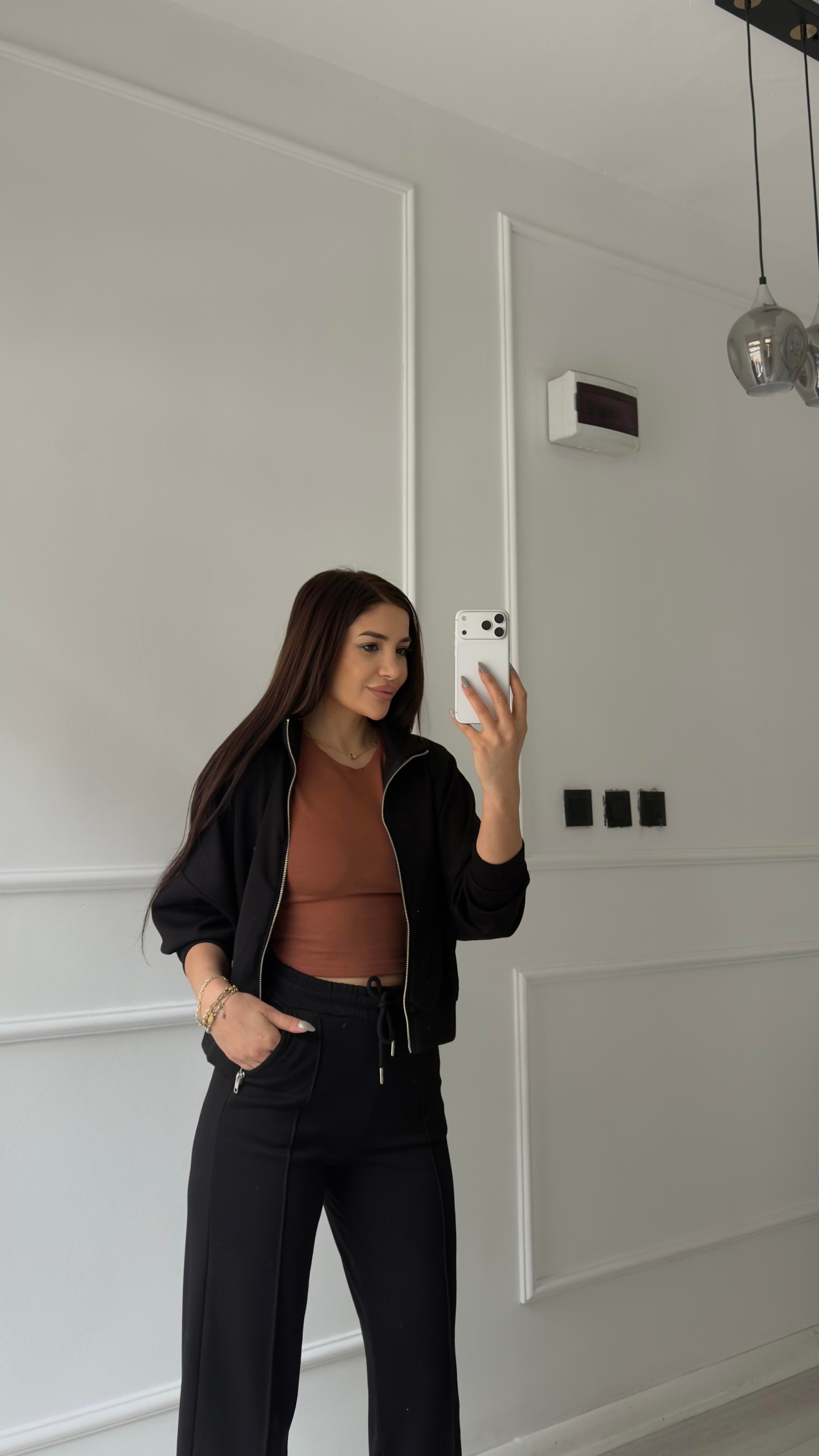 Fermuarlı Sweatshirt 2li Takım -Siyah