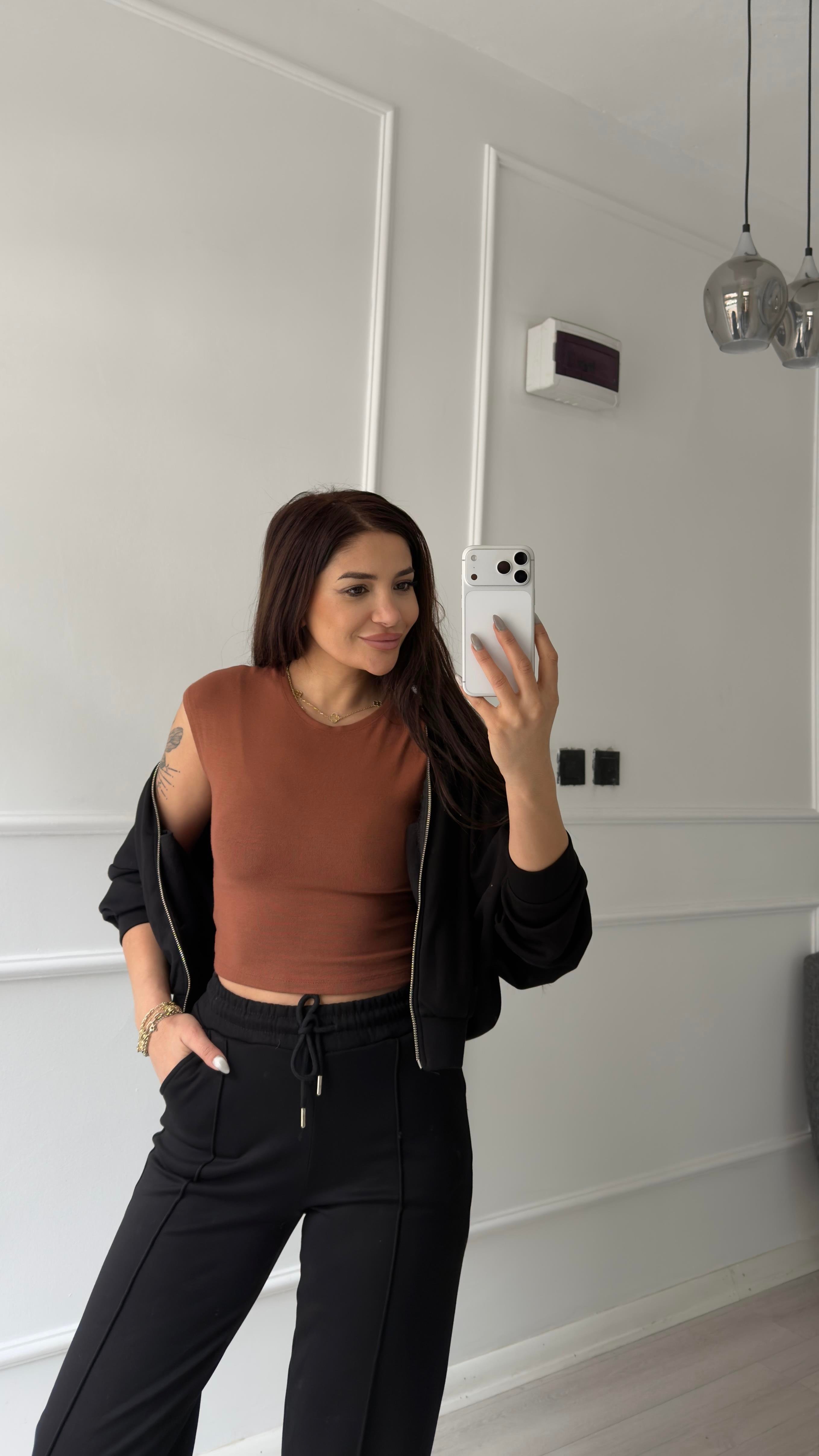 Fermuarlı Sweatshirt 2li Takım -Siyah