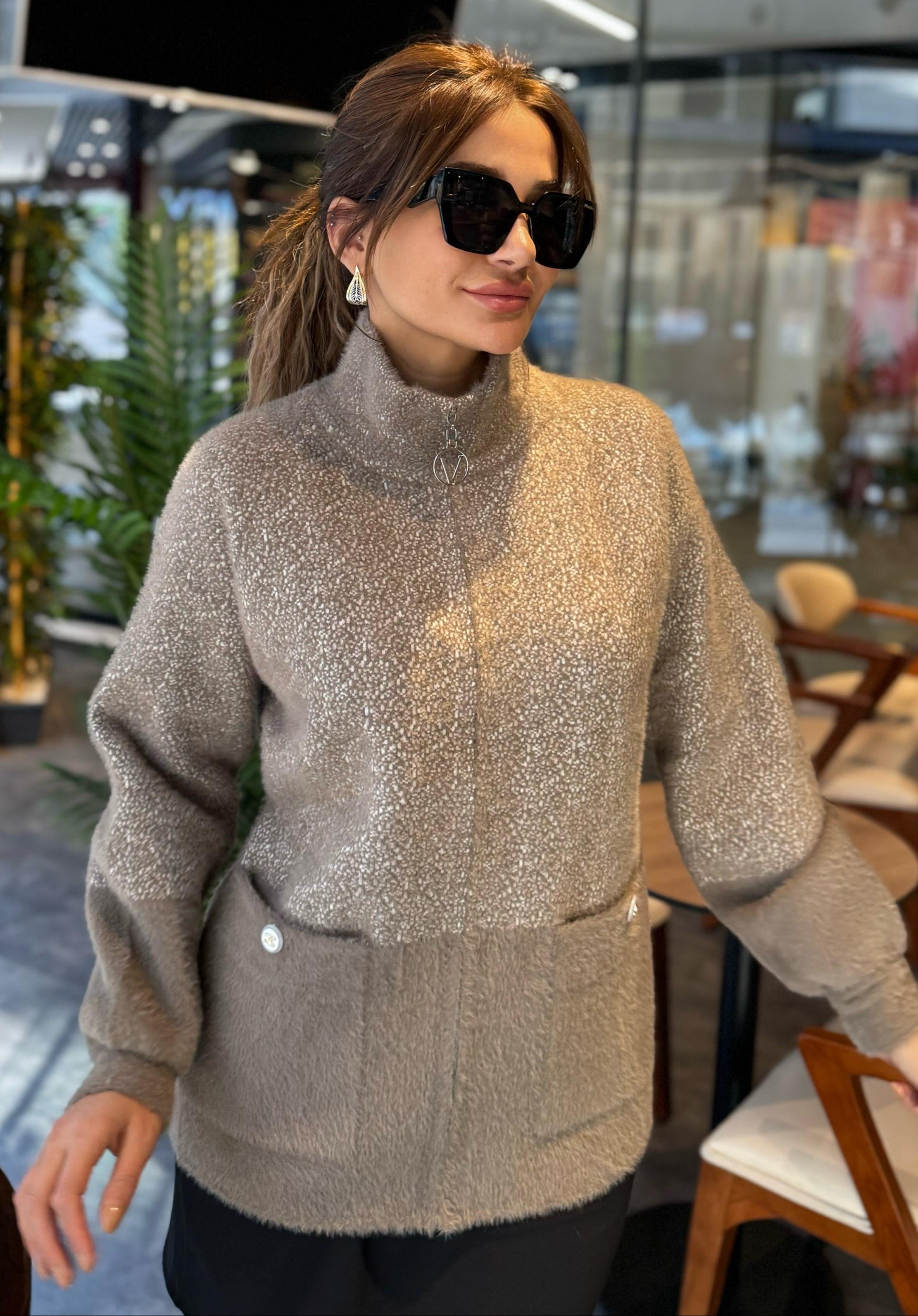 Fermuarlı Yumoş Ceket -Camel