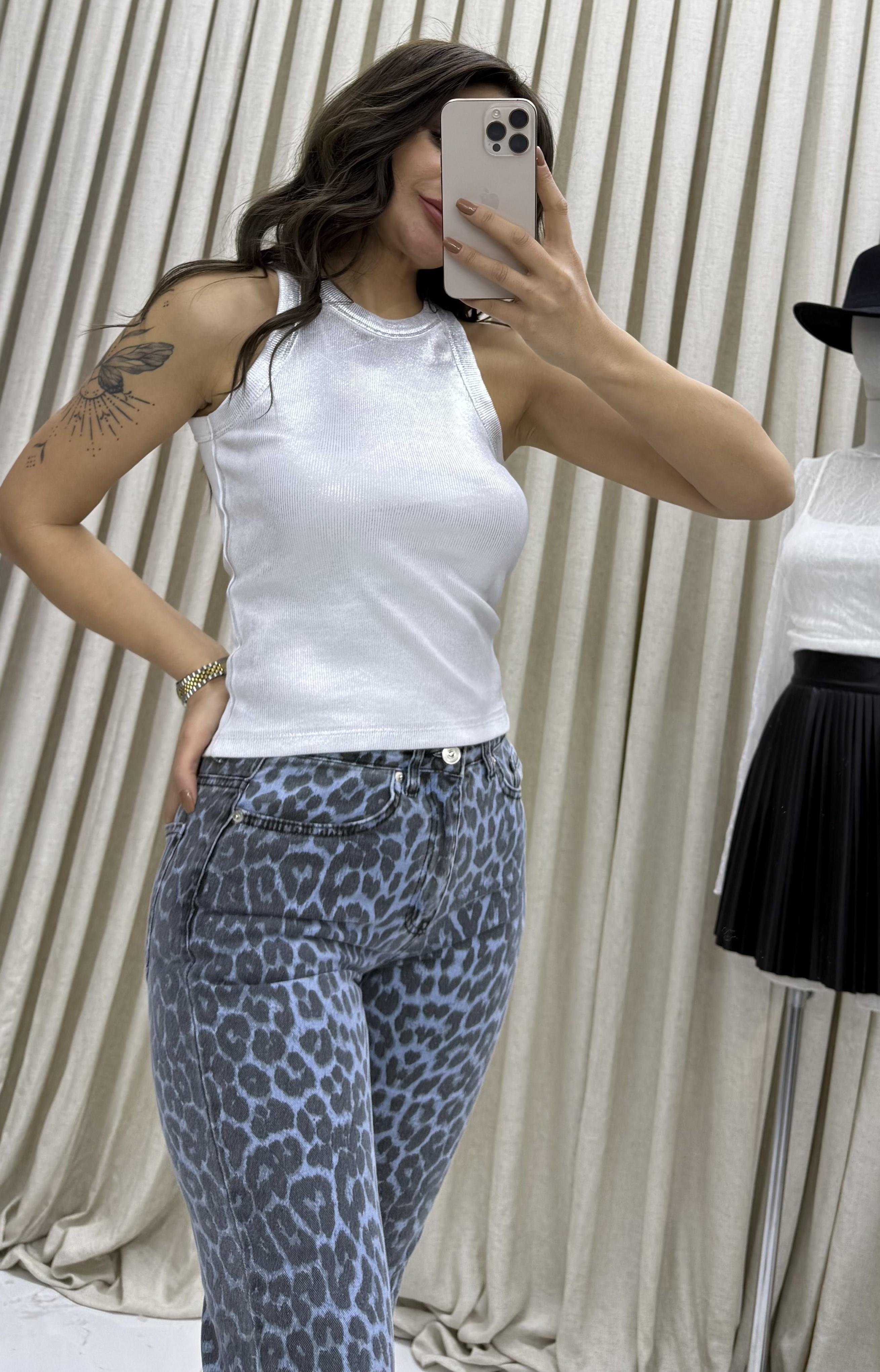 Fitilli bluz Halter Yaka Basic-Beyaz
