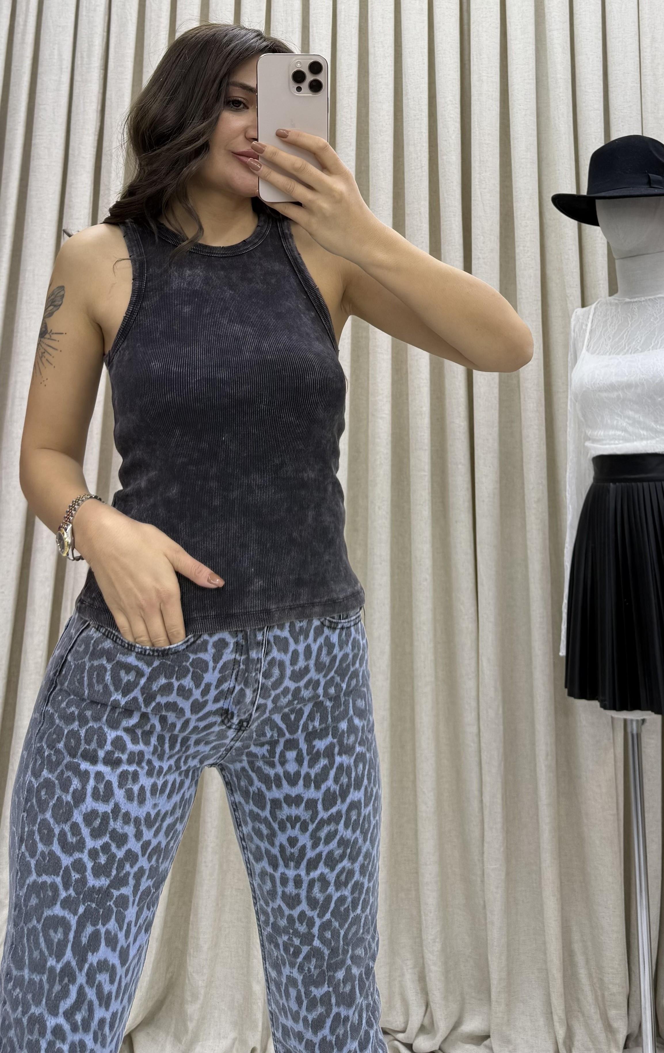 Fitilli bluz Halter Yaka Basic-Siyah