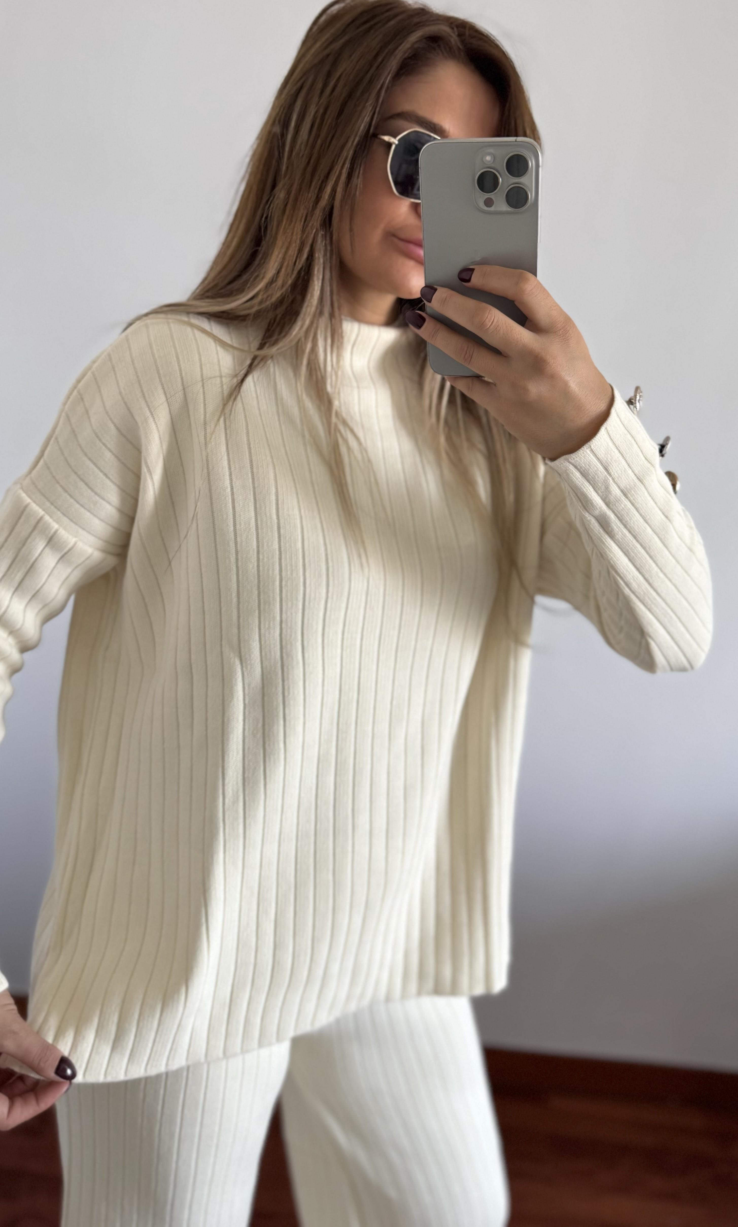 Fitilli Trend Triko Takım Standart-Bej