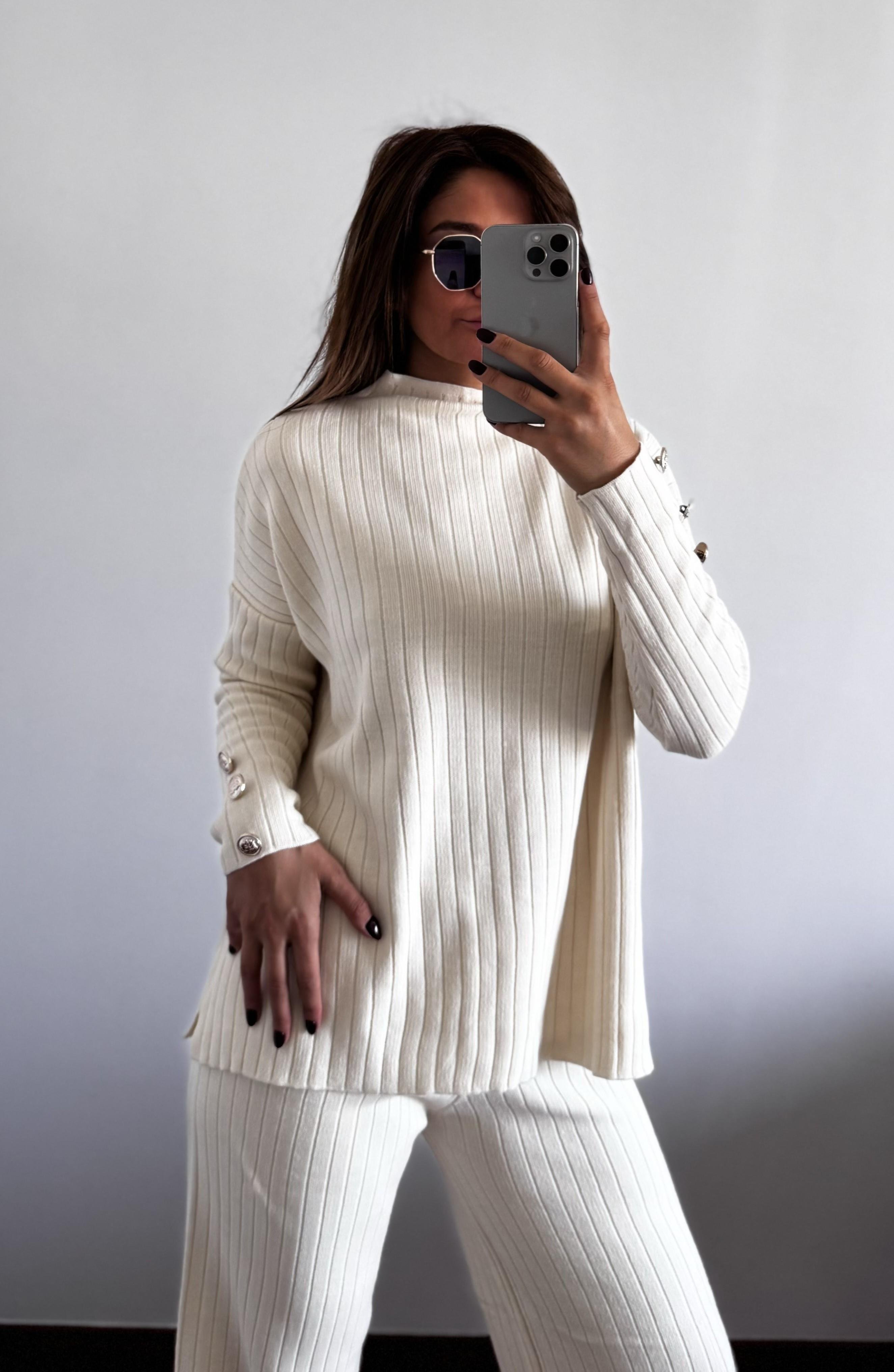 Fitilli Trend Triko Takım Standart-Bej