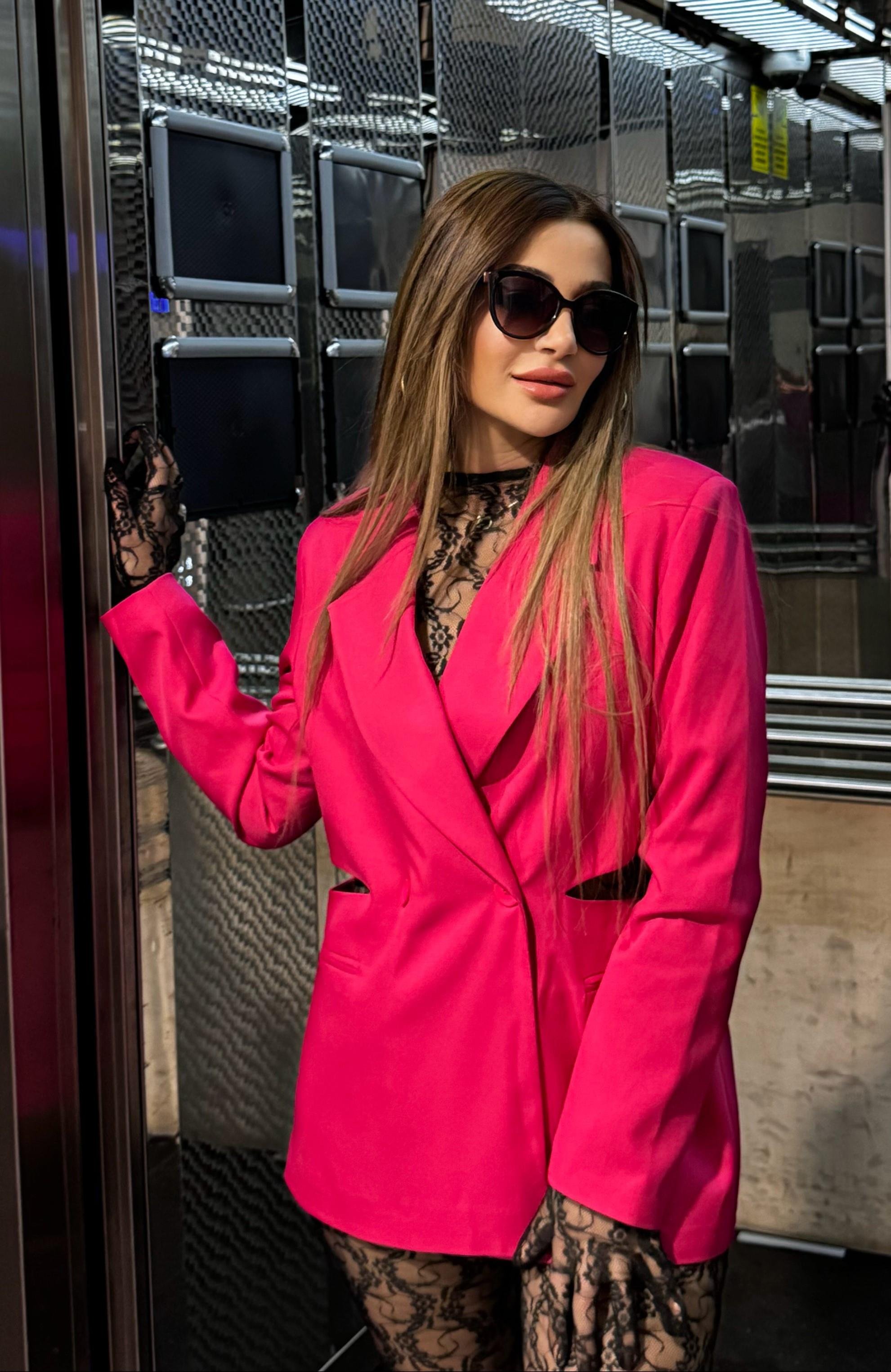 Fuşya Cut-out detay Ceket