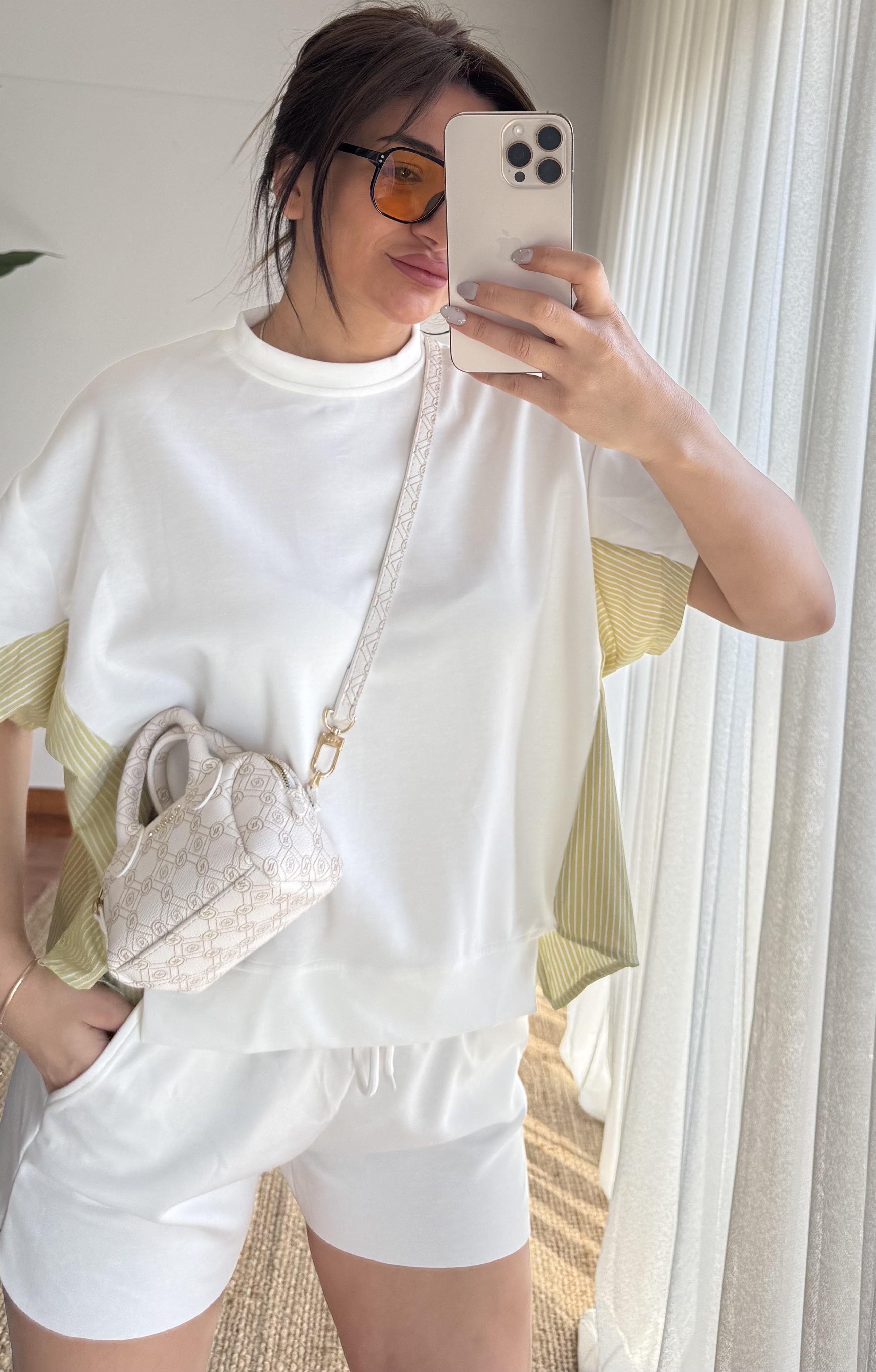 Garnili Oversize  Tişört 2'Lİ Takım Yeşil
