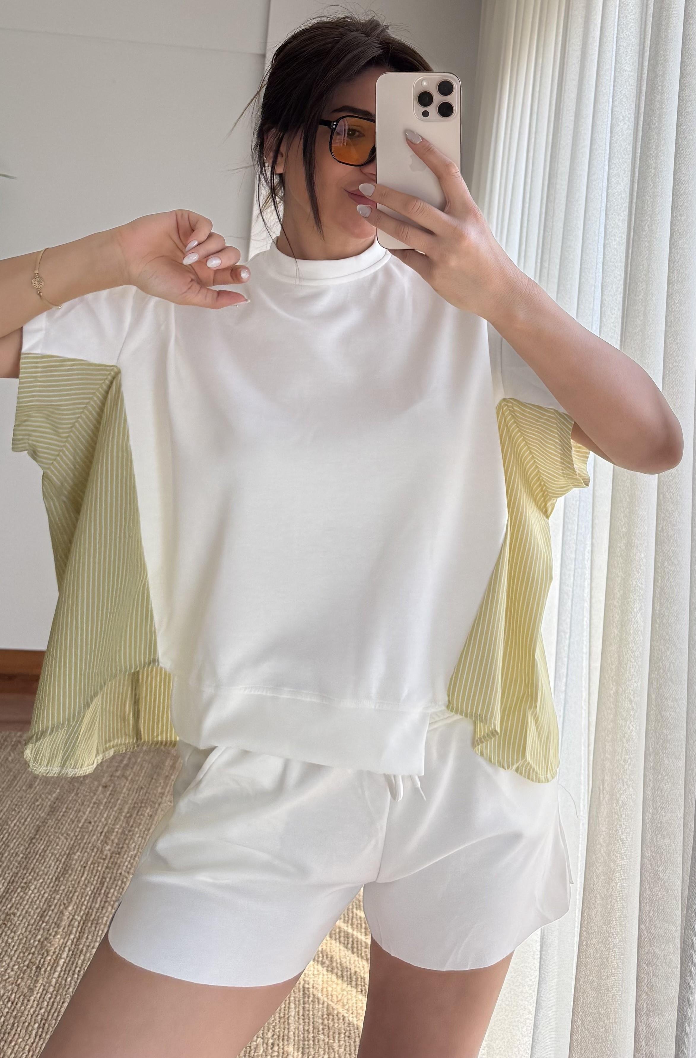 Garnili Oversize  Tişört 2'Lİ Takım Yeşil
