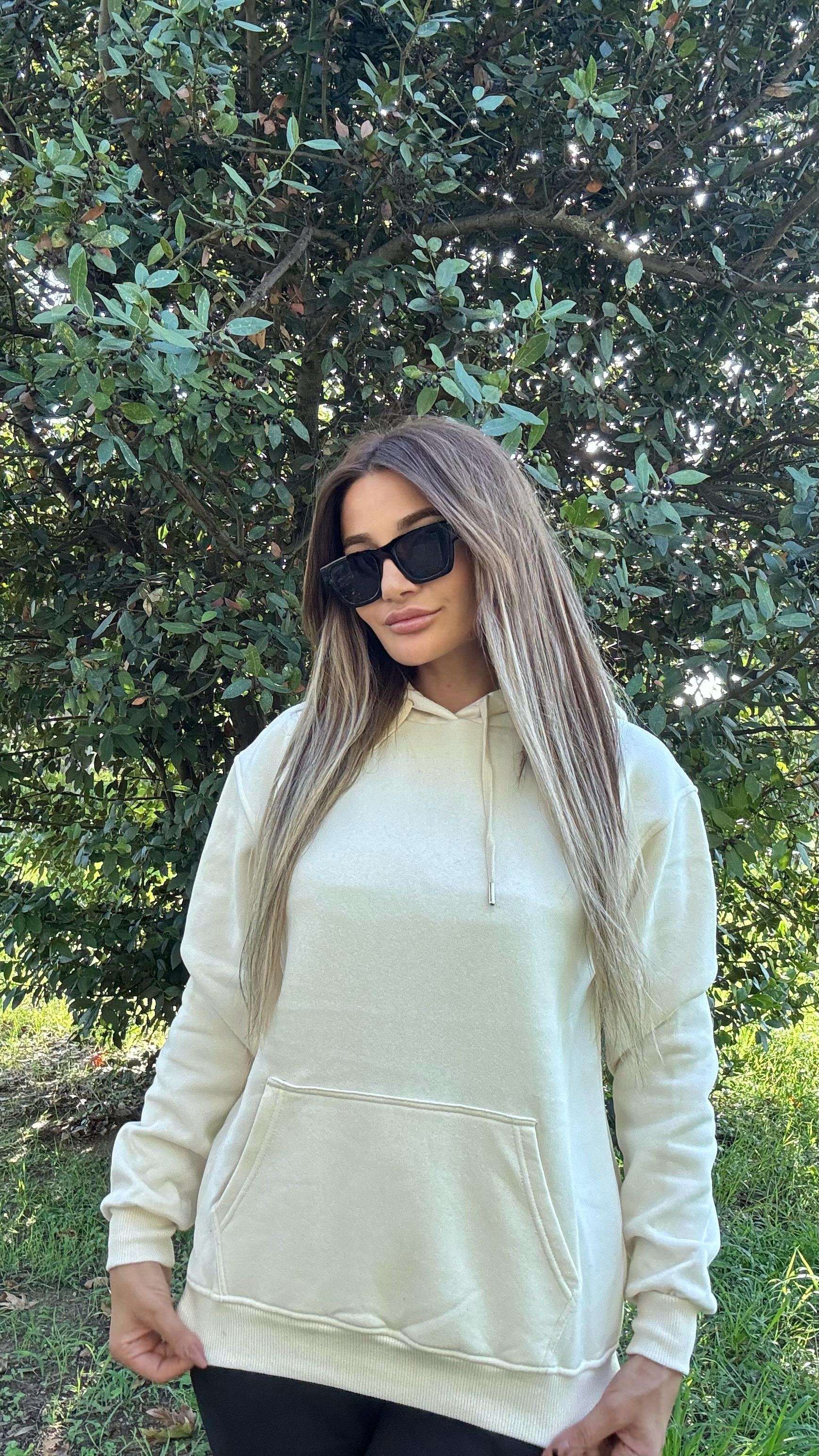 Kapüşonlu Sweatshirt- Taş