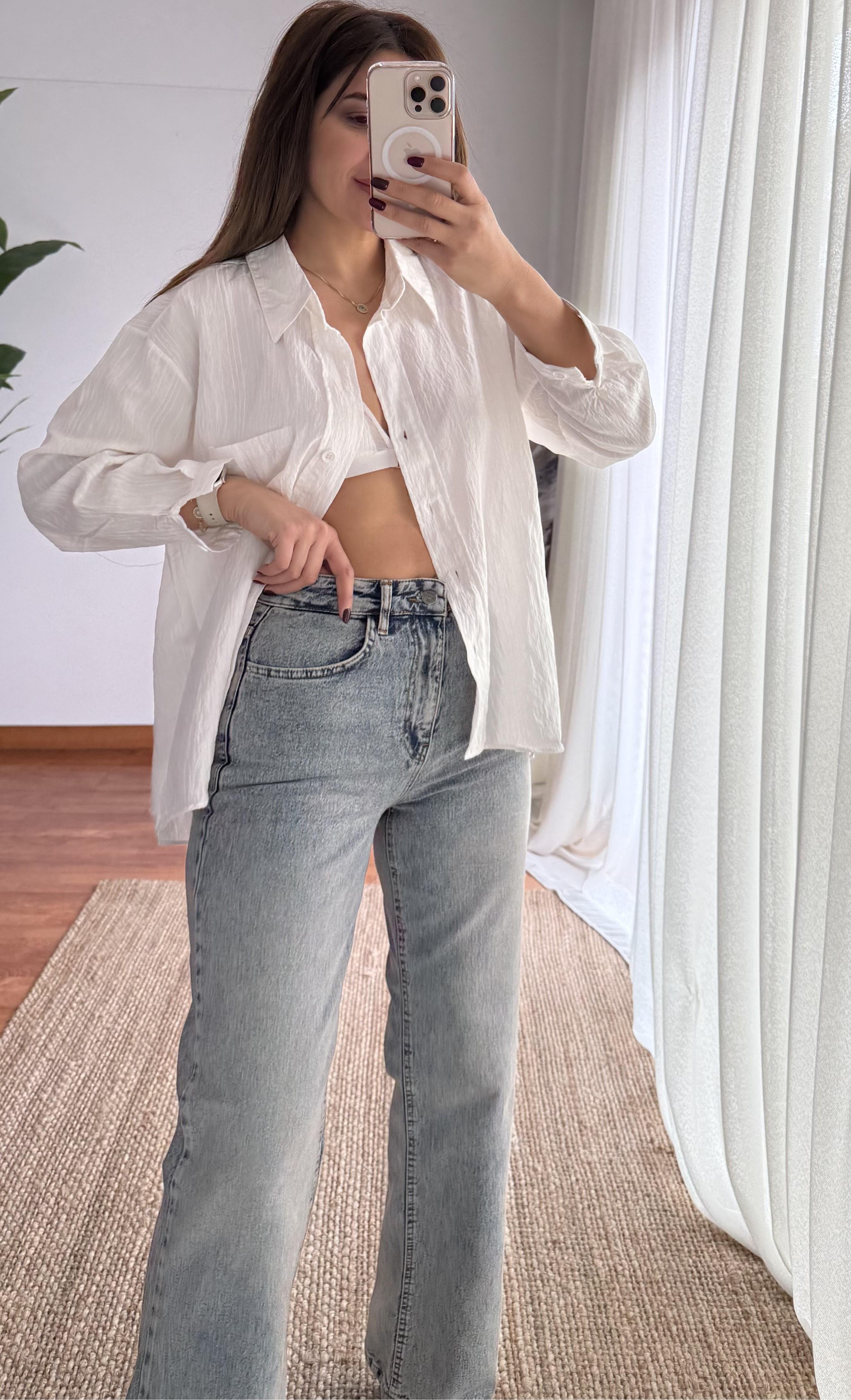 Kar Yıkama Süper Extra Yüksek Bel Bol Paça Wide Leg Jean Pantolon
