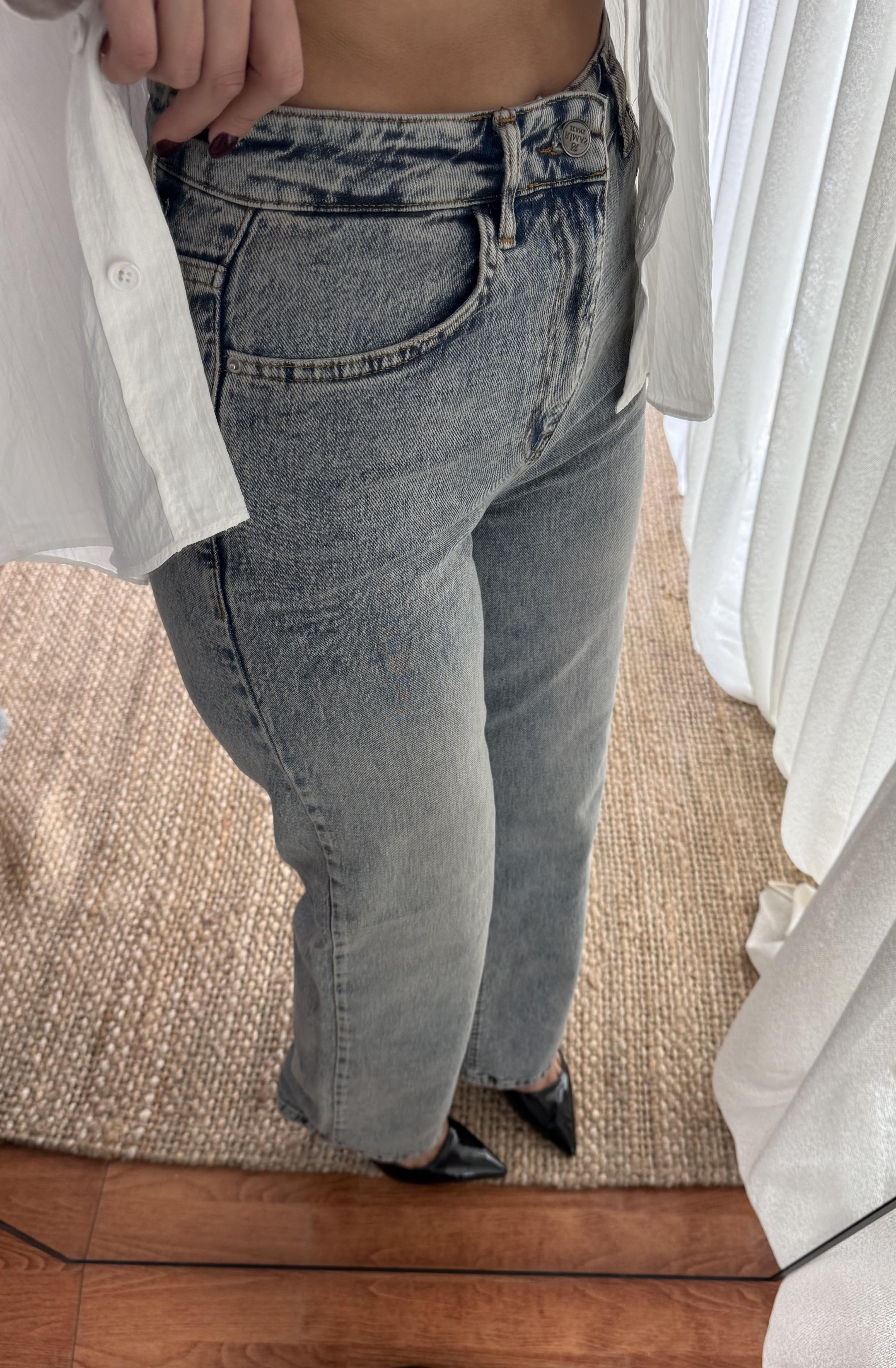 Kar Yıkama Süper Extra Yüksek Bel Bol Paça Wide Leg Jean Pantolon