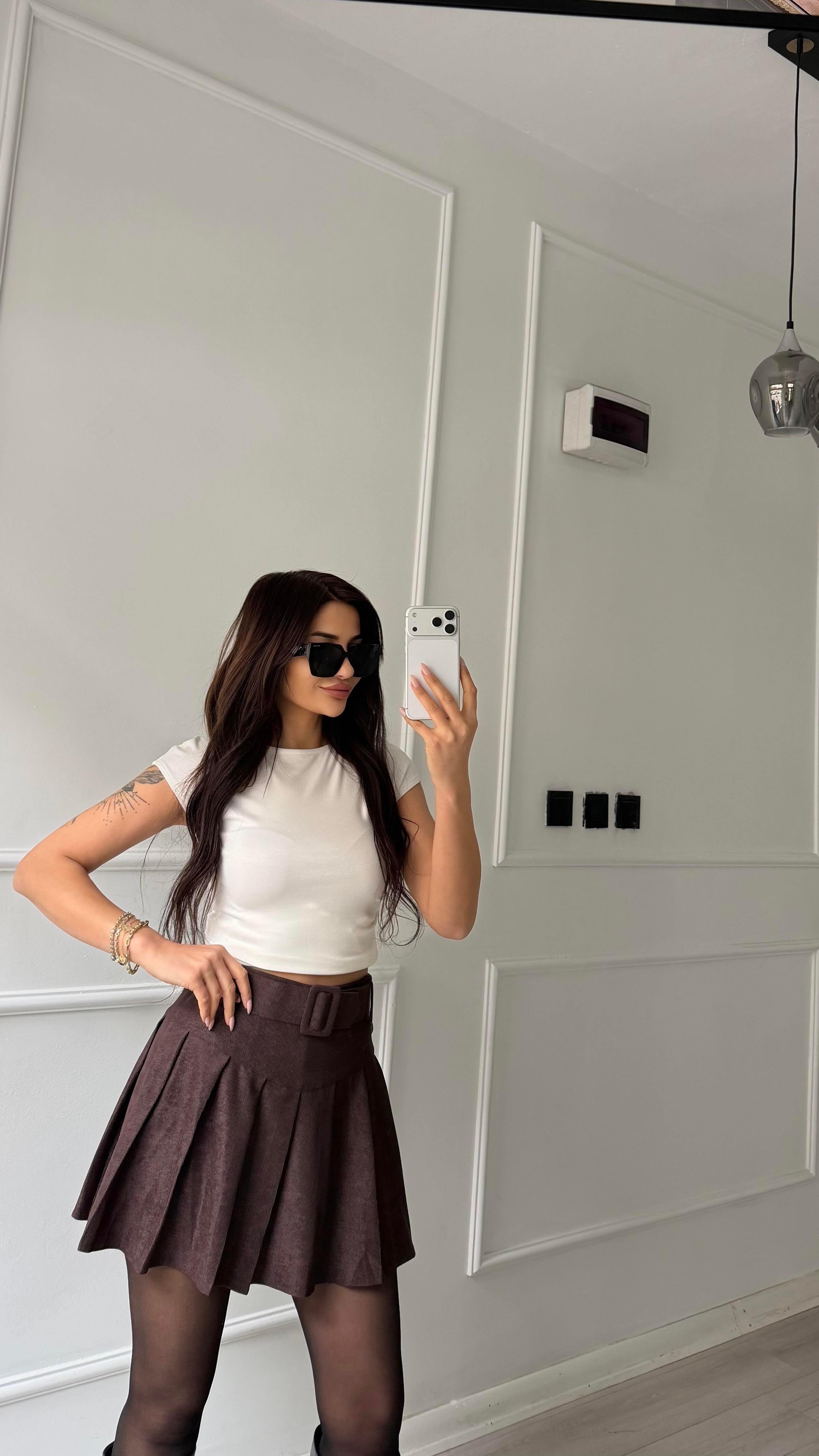 Kemerli Şortlu kısa Etek