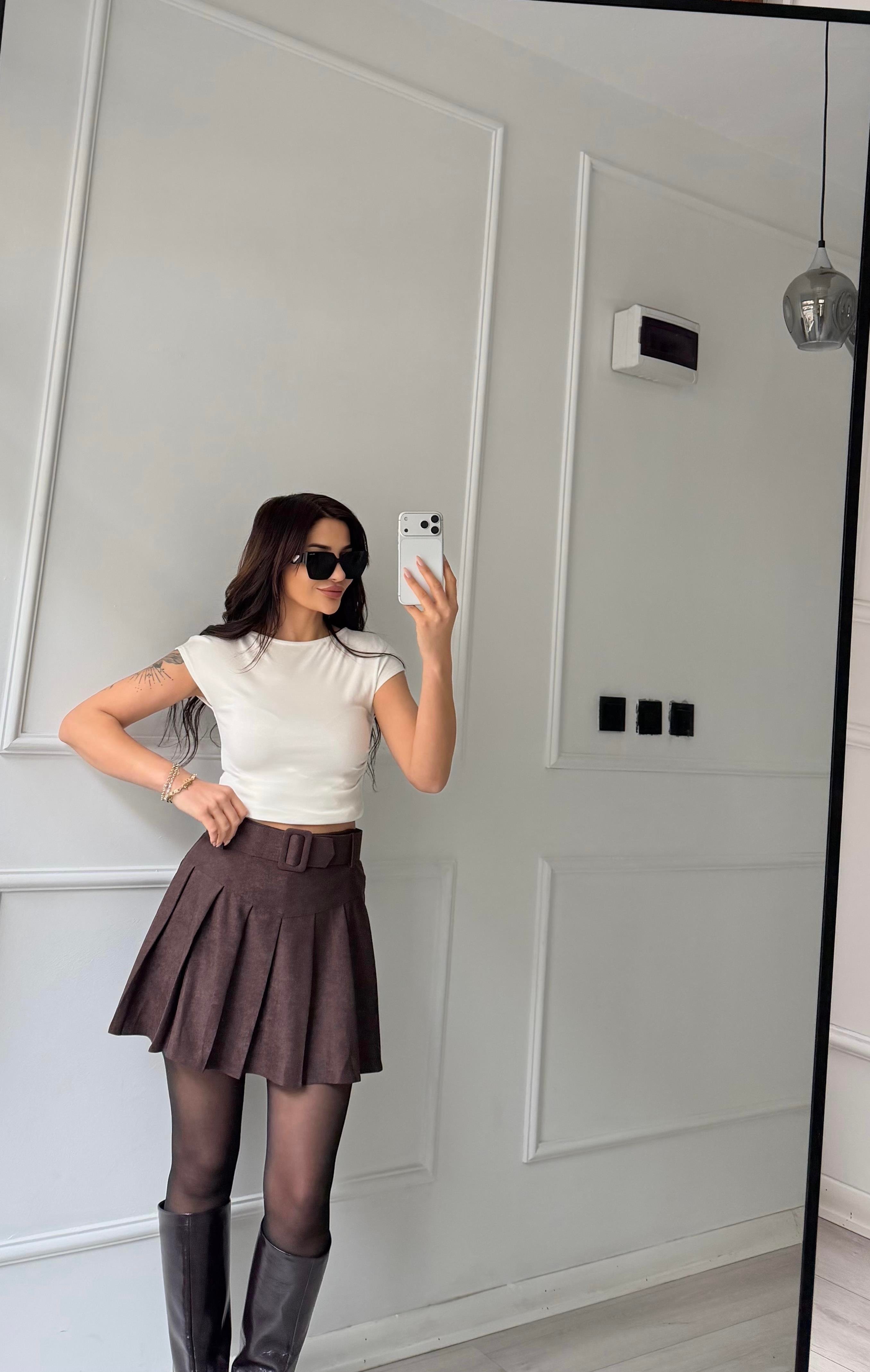 Kemerli Şortlu kısa Etek
