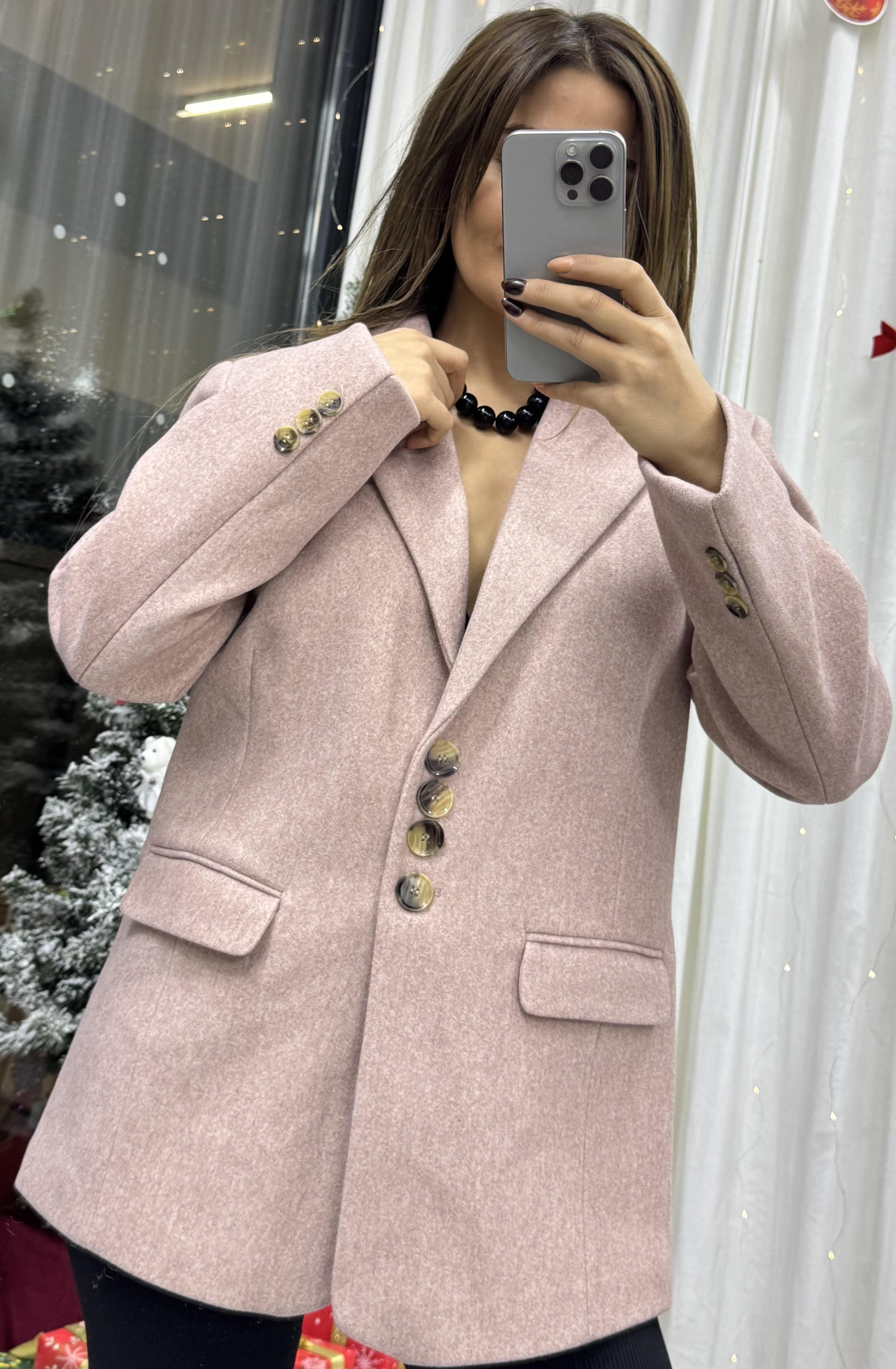 Kısa Kruvaze Yaka Kaşe Kadın Ceket