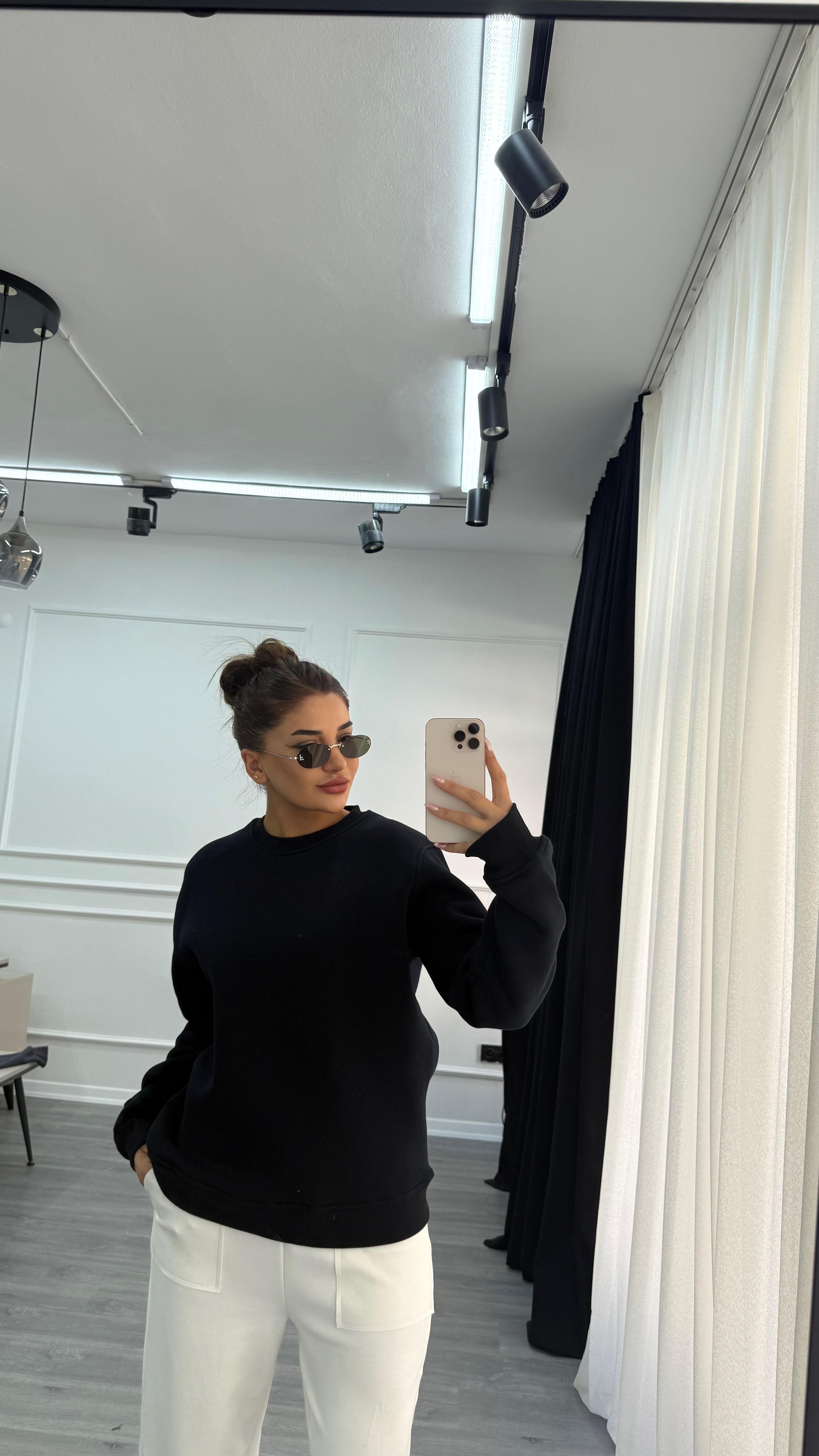 Lacivert Sweatshirt Oversize Şardonlu