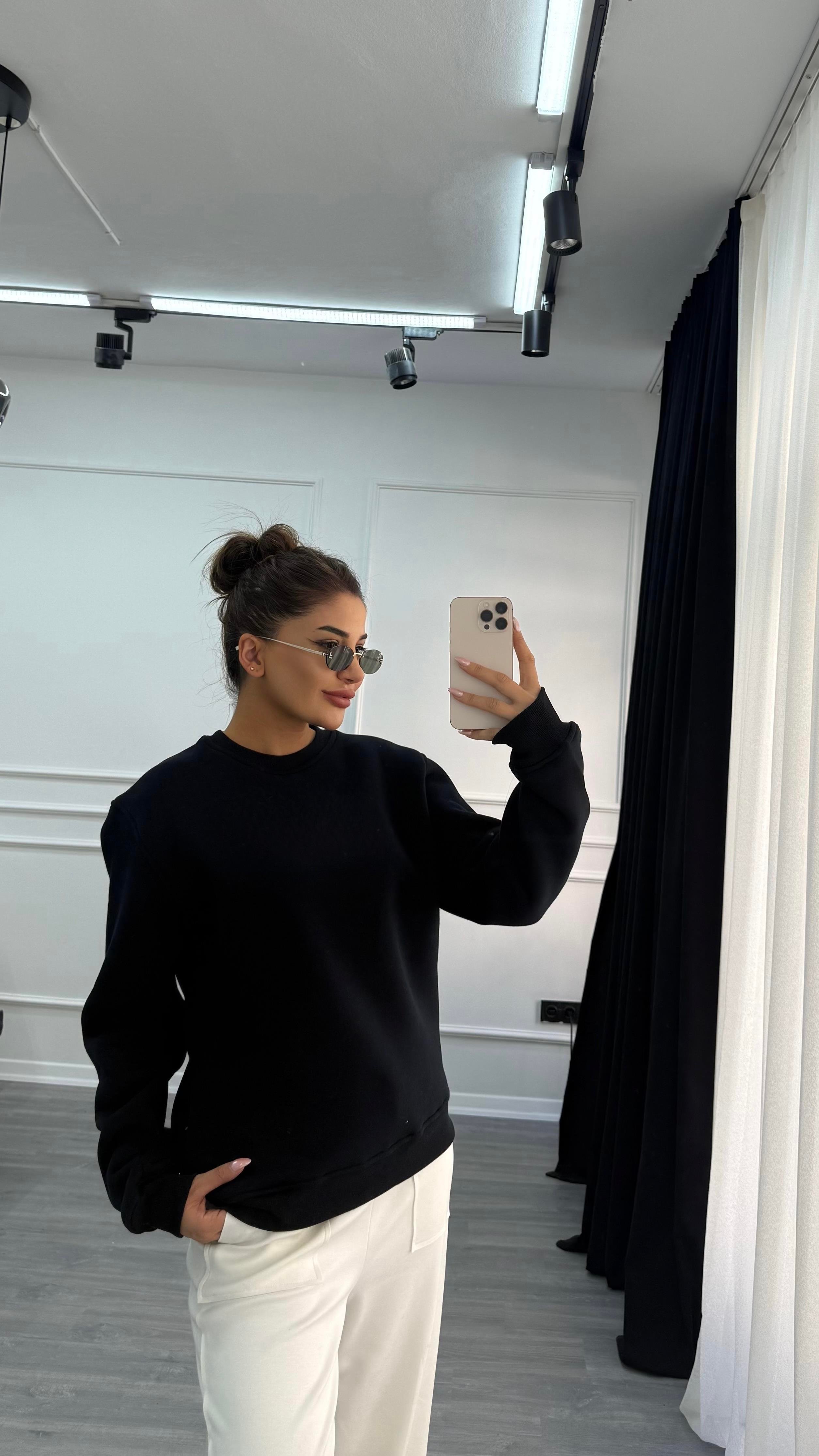 Lacivert Sweatshirt Oversize Şardonlu