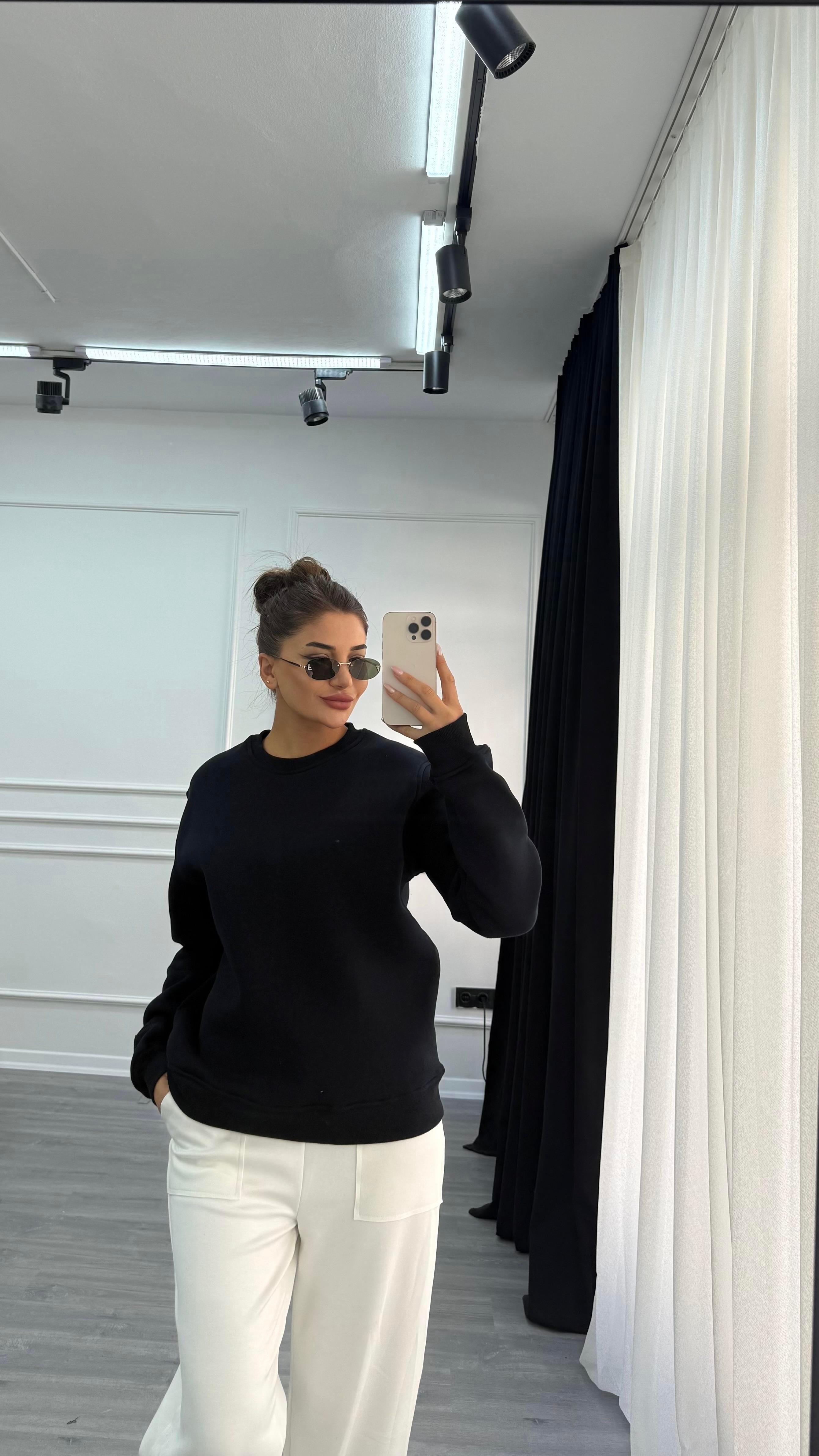 Lacivert Sweatshirt Oversize Şardonlu