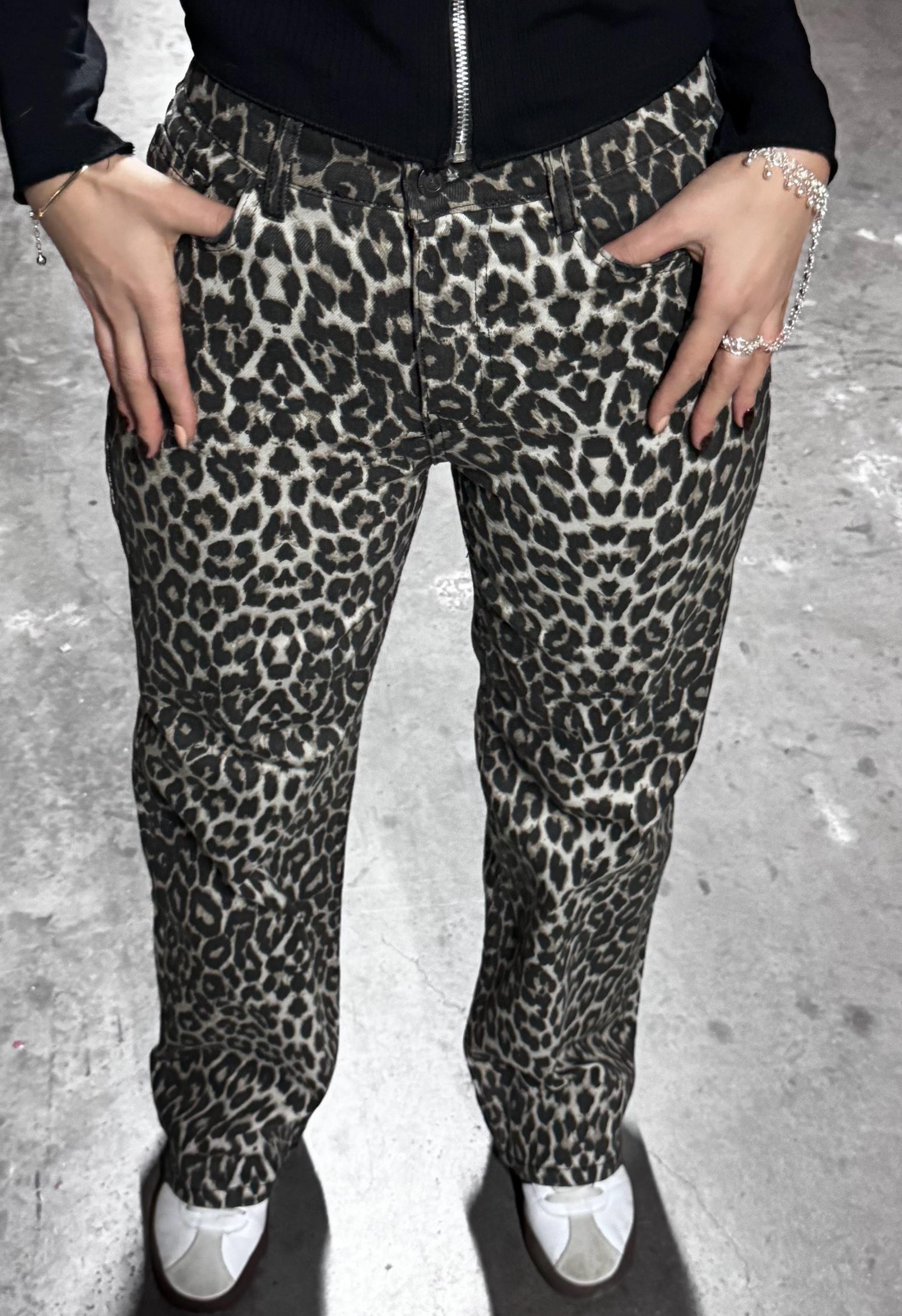 Leopar  Desenli Straight Jean