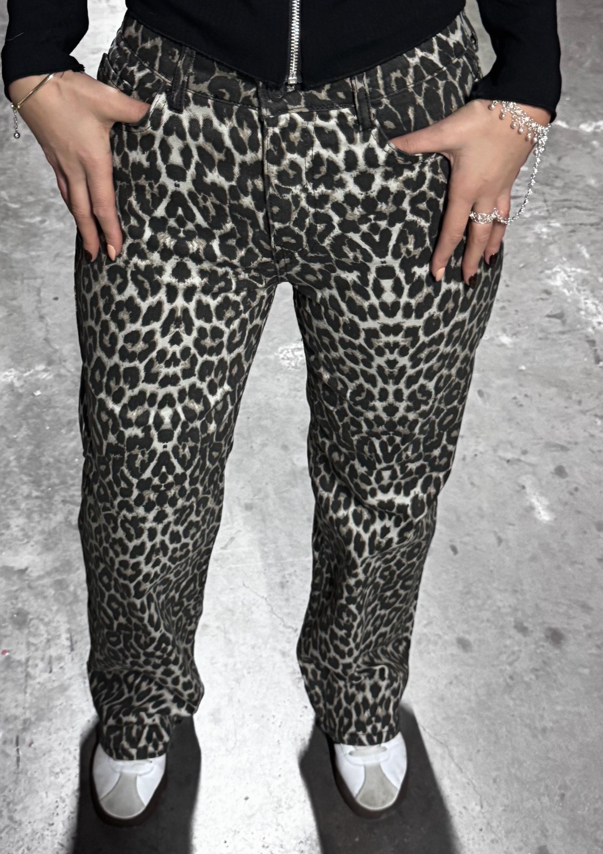 Leopar  Desenli Straight Jean