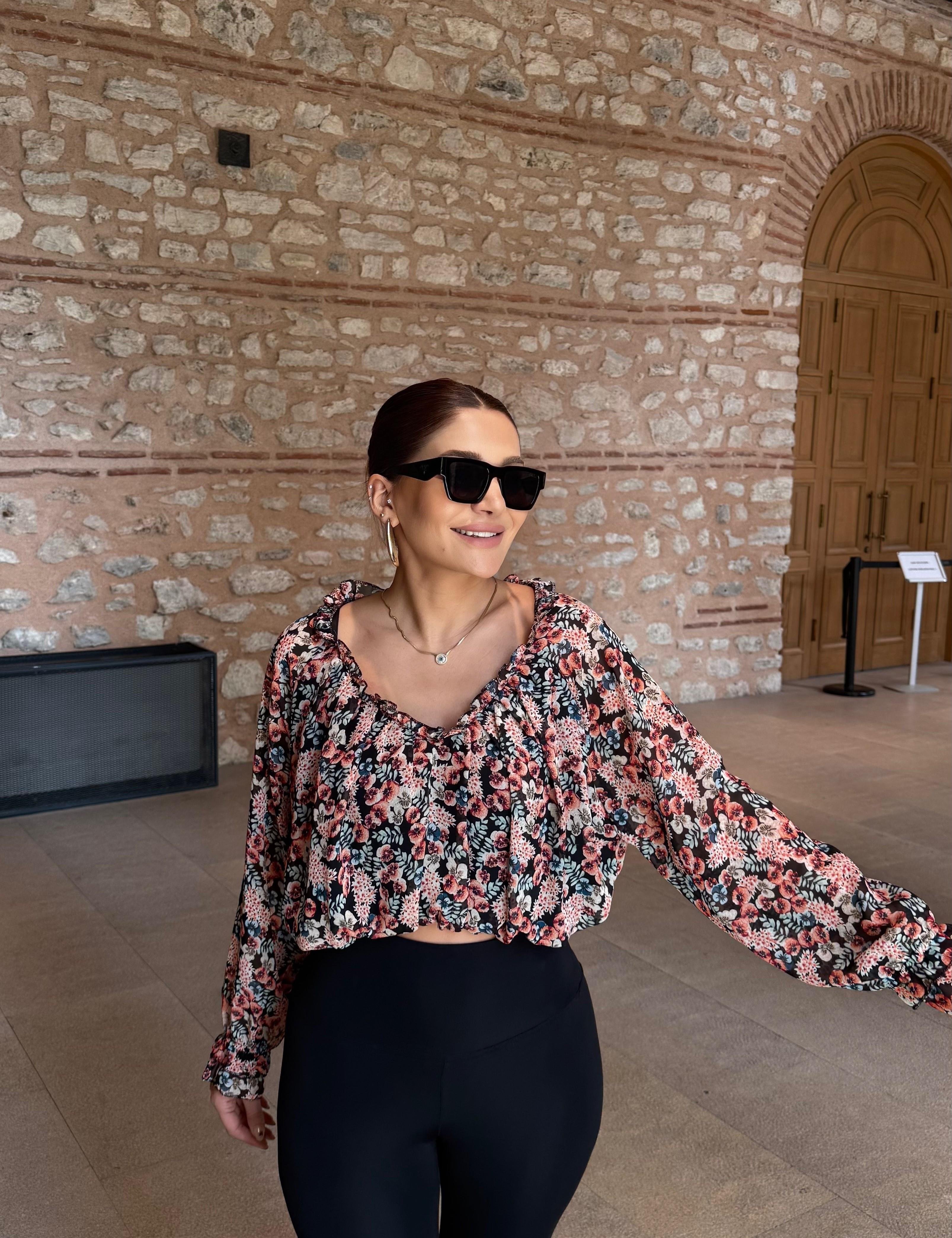 Lüx Kalite Şifon Kumaş Bel Ve kol Lastikli-Pembe