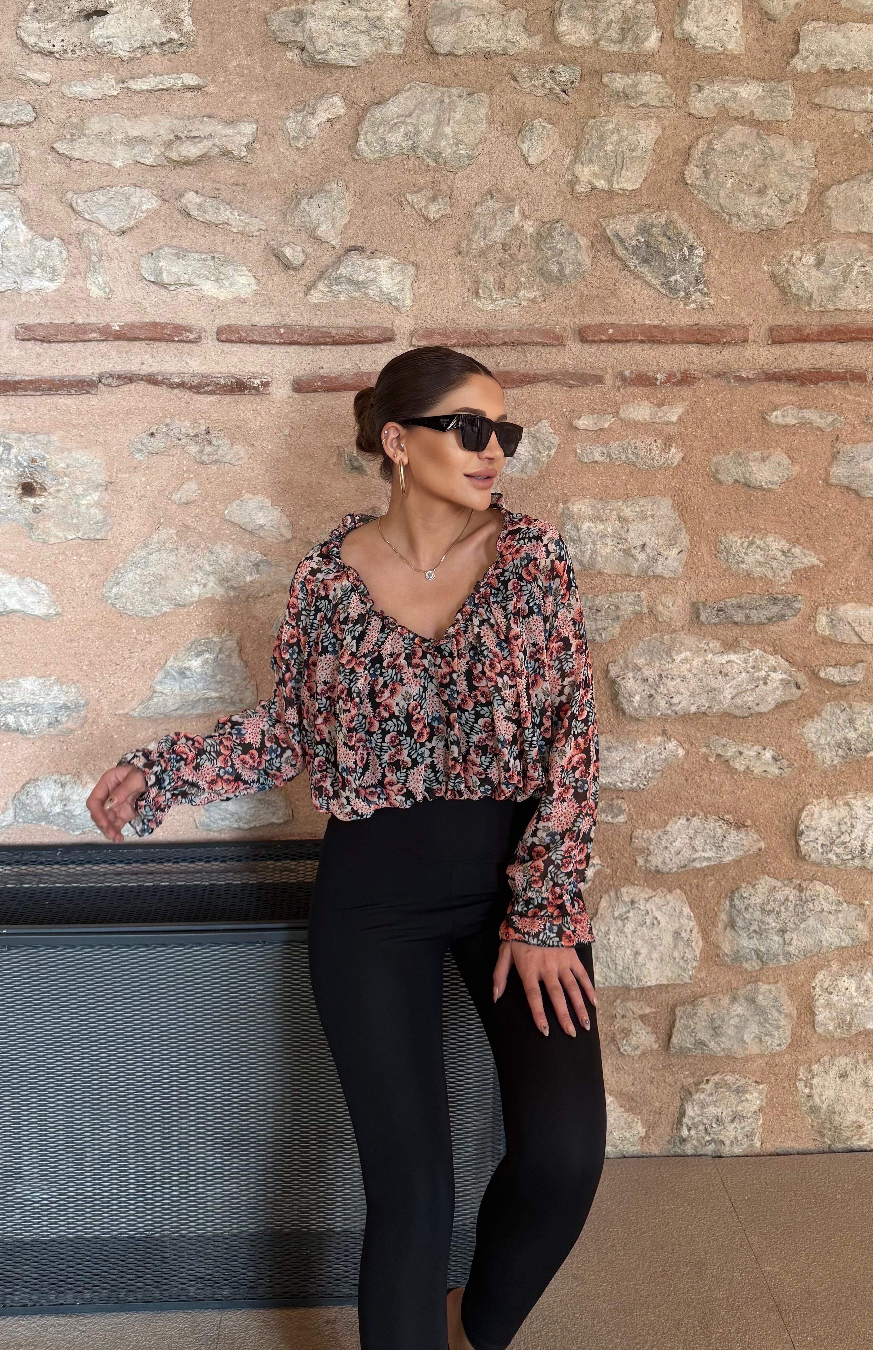 Lüx Kalite Şifon Kumaş Bel Ve kol Lastikli-Pembe