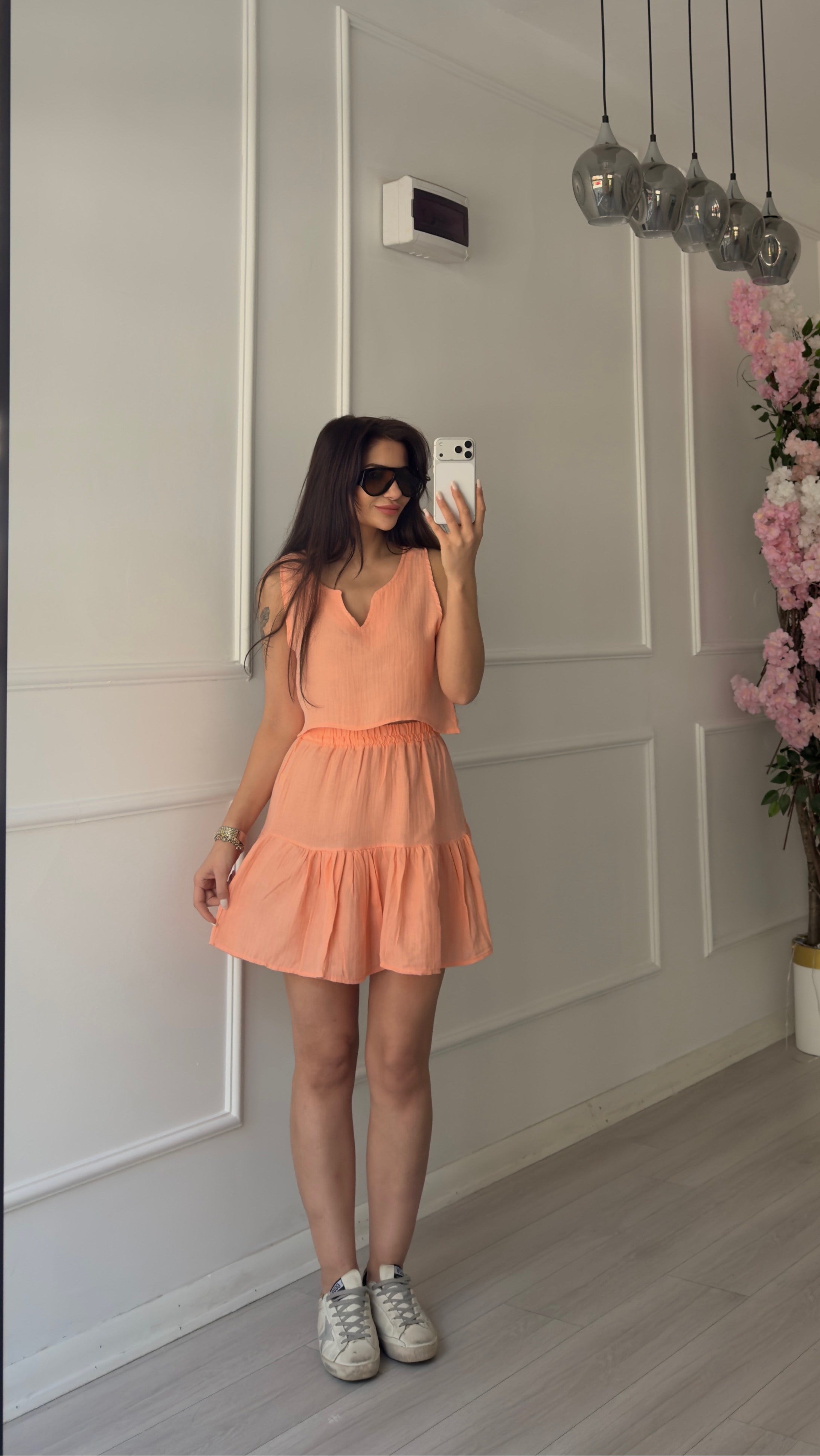 Müslüm kumaş Etekli Takım Pembe