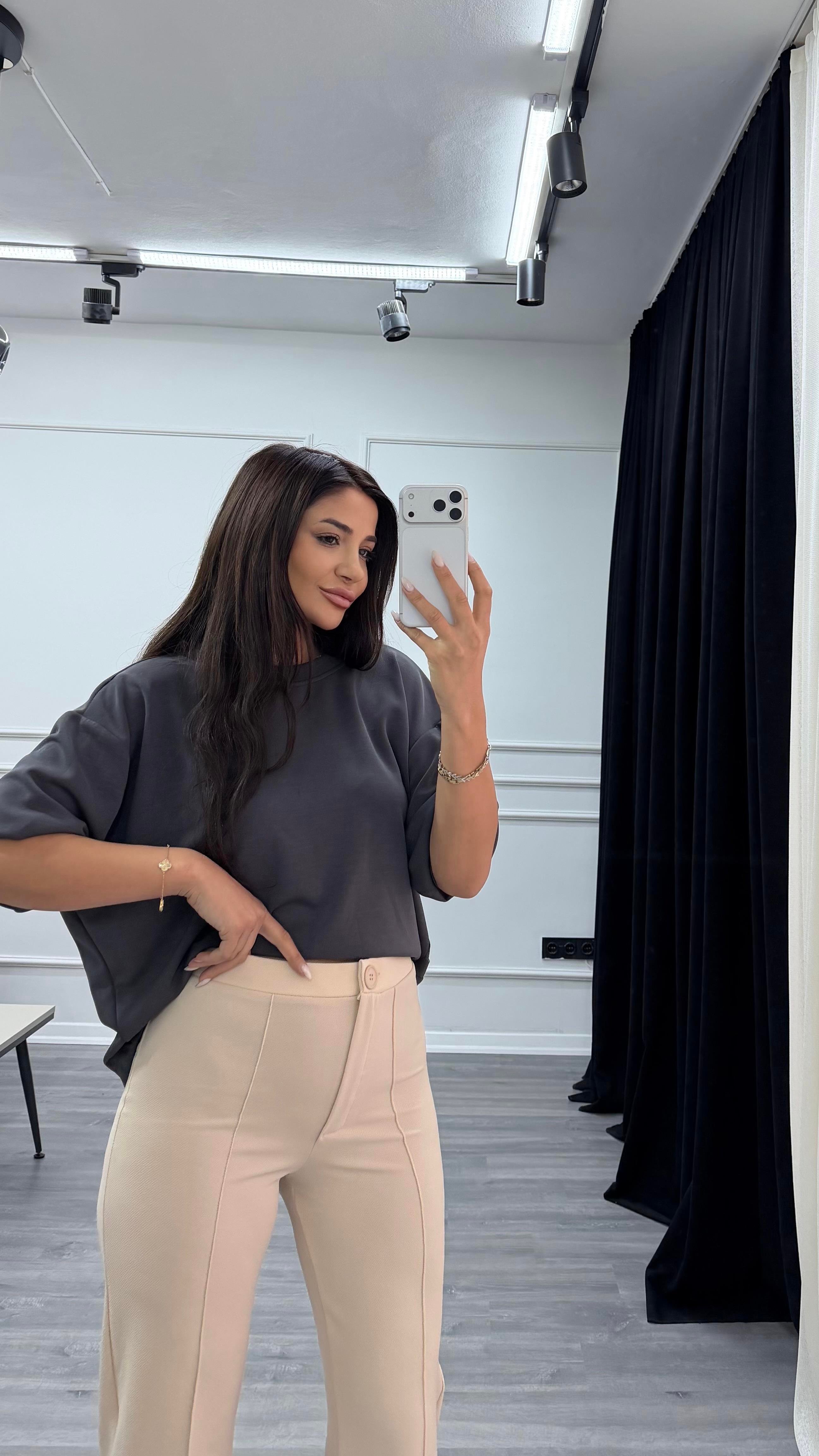 Önü Çimalı İspanyol Paça Palazzo Pantalon  camel