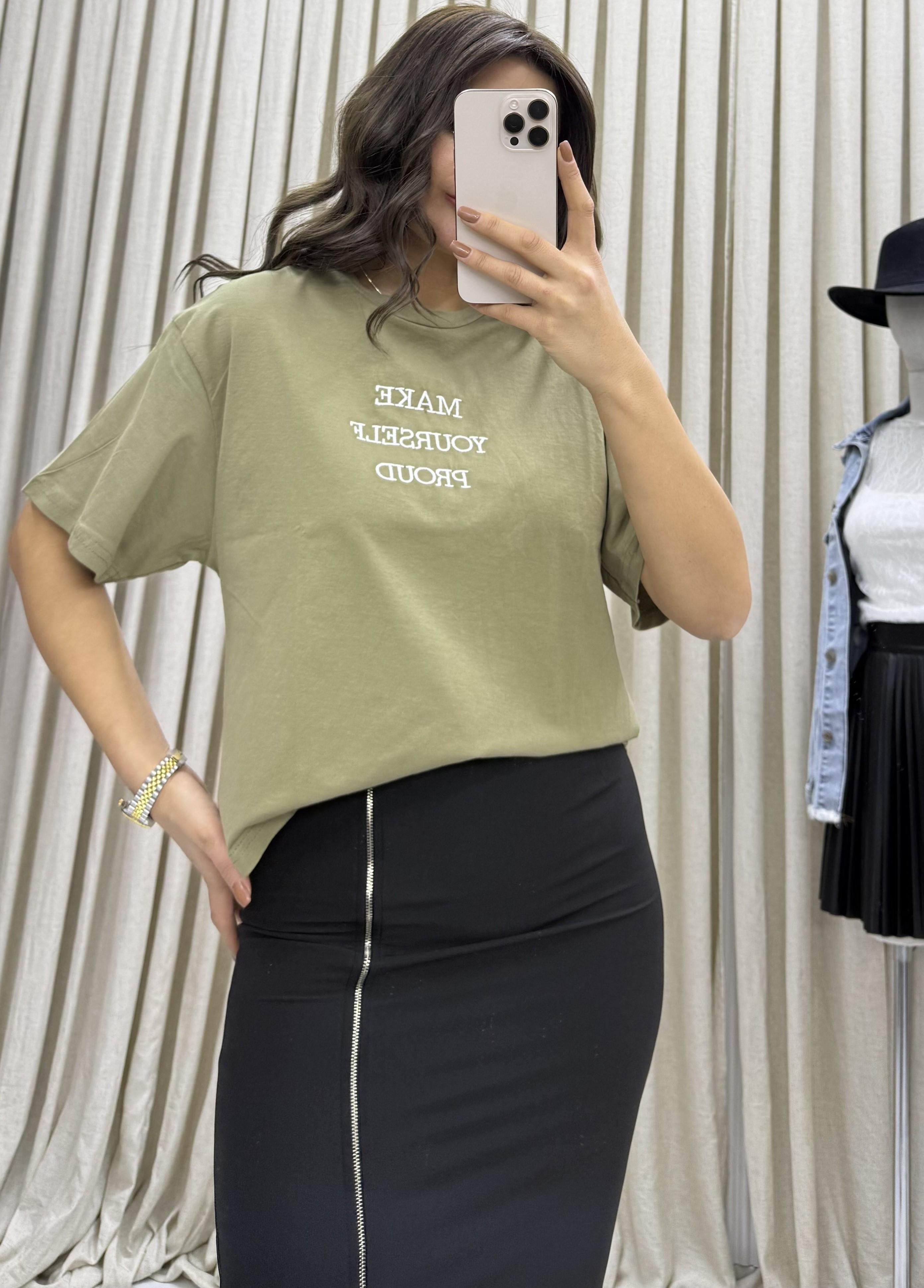 Oversize Kısa Kollu Tshirt -Yeşil
