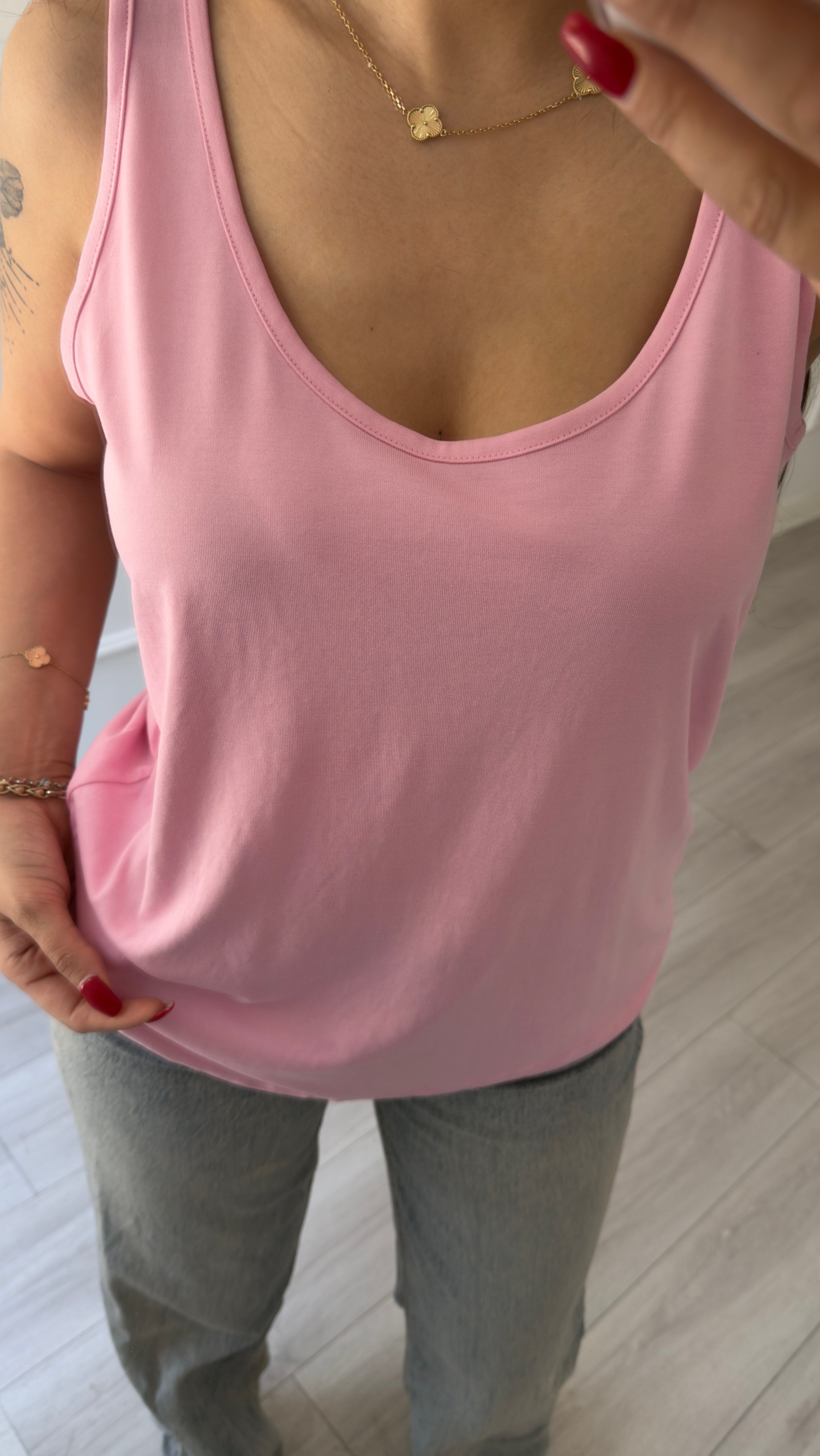 Pembe Askılı Viskon Atlet Bluz