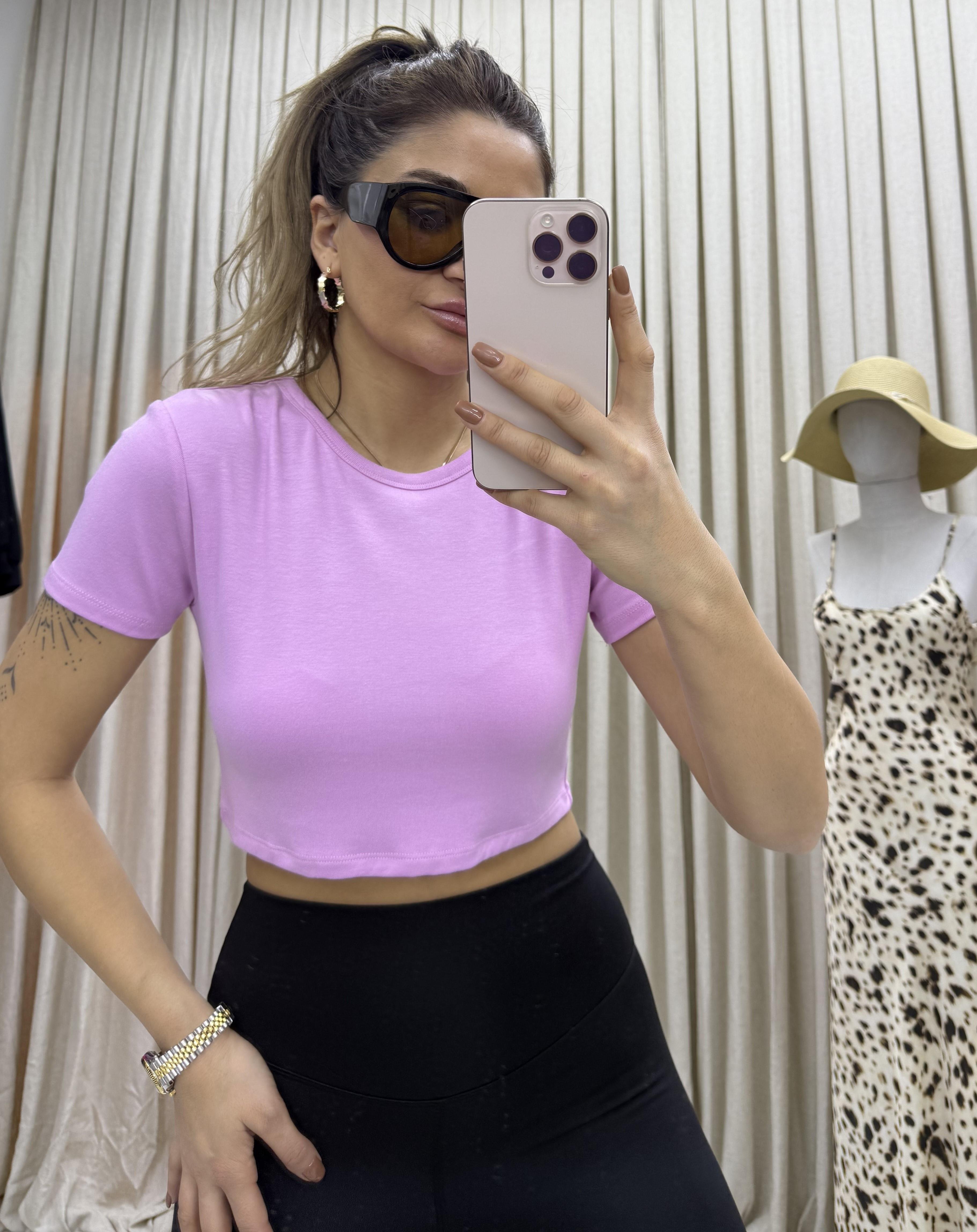 Pembe Aura Crop Tişört