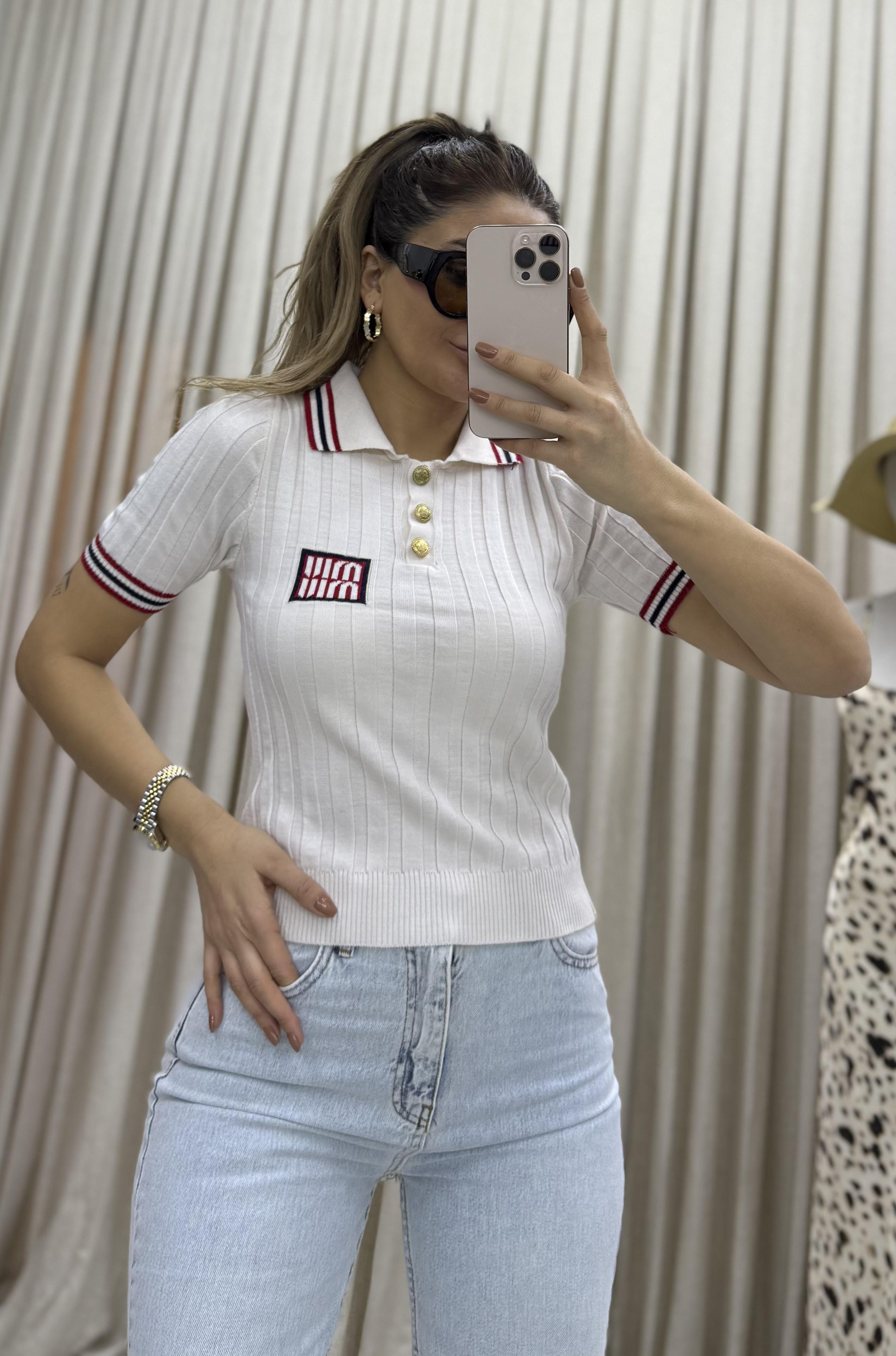 Premium Triko Polo yaka basic Bluz