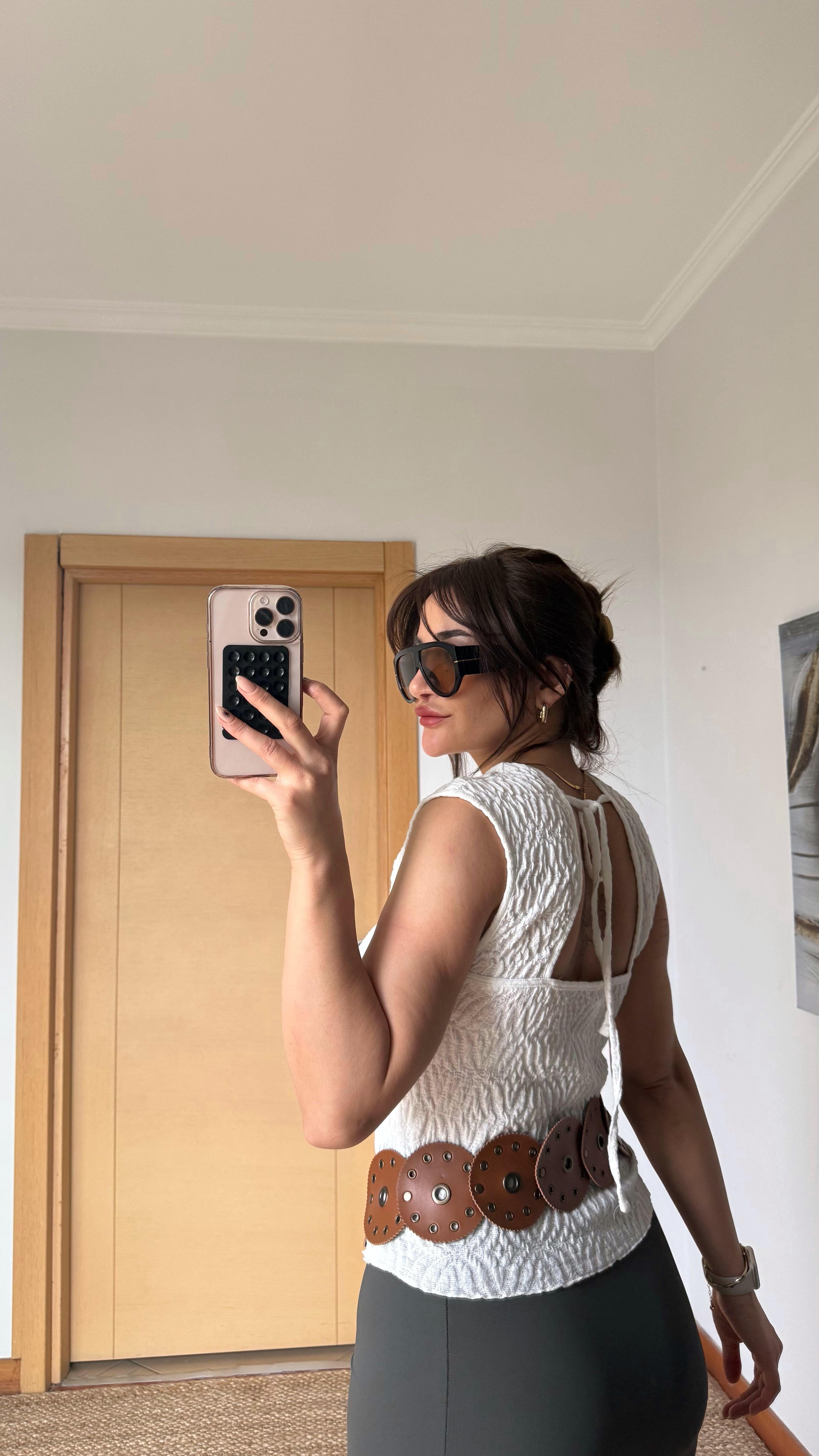 Regular Fit Bisiklet Yaka Bürümcük -Bluz