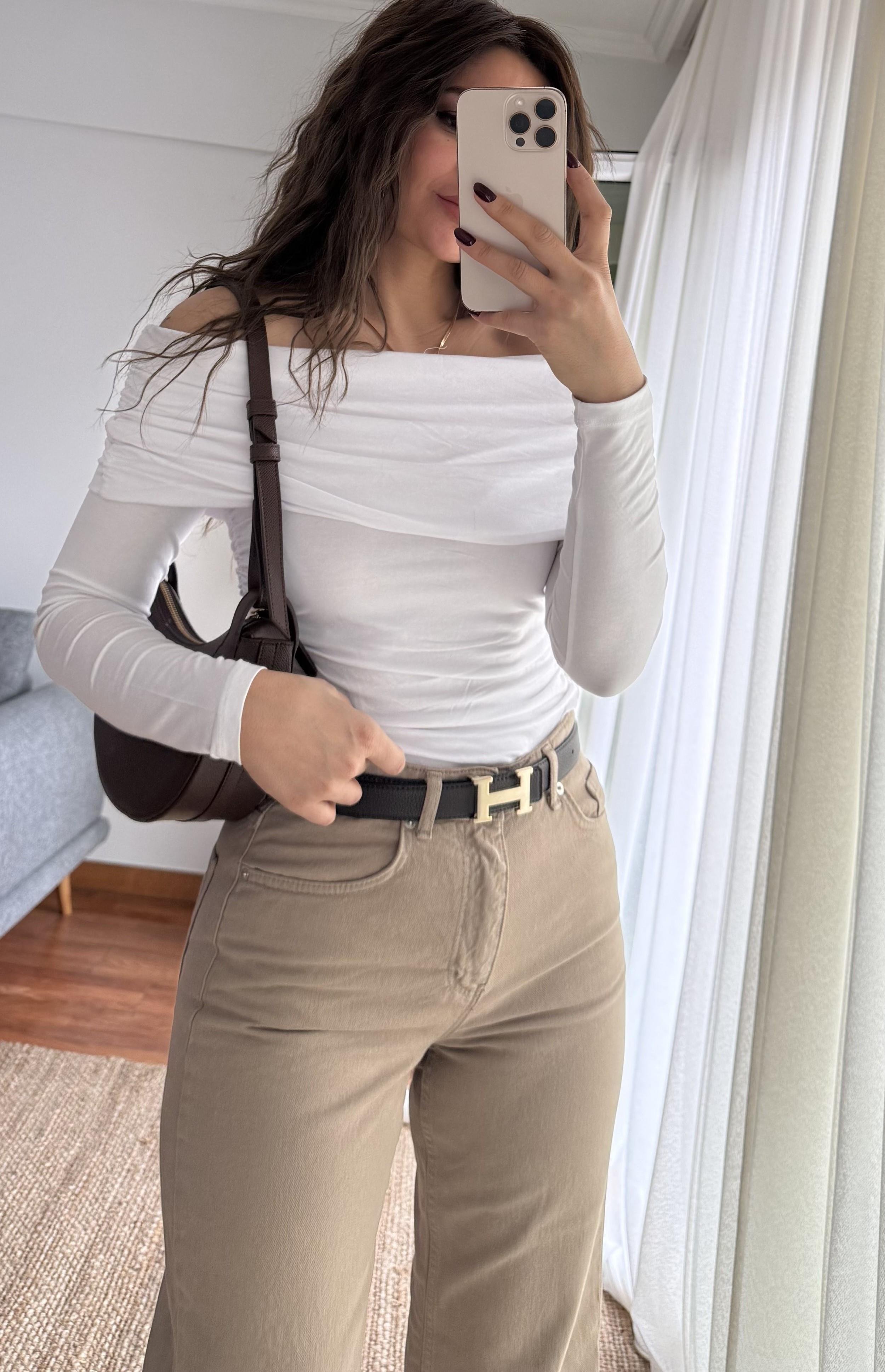 Regular Fit Yüksek Bel Geniş Paça Açık Kahve Jean Pantolon
